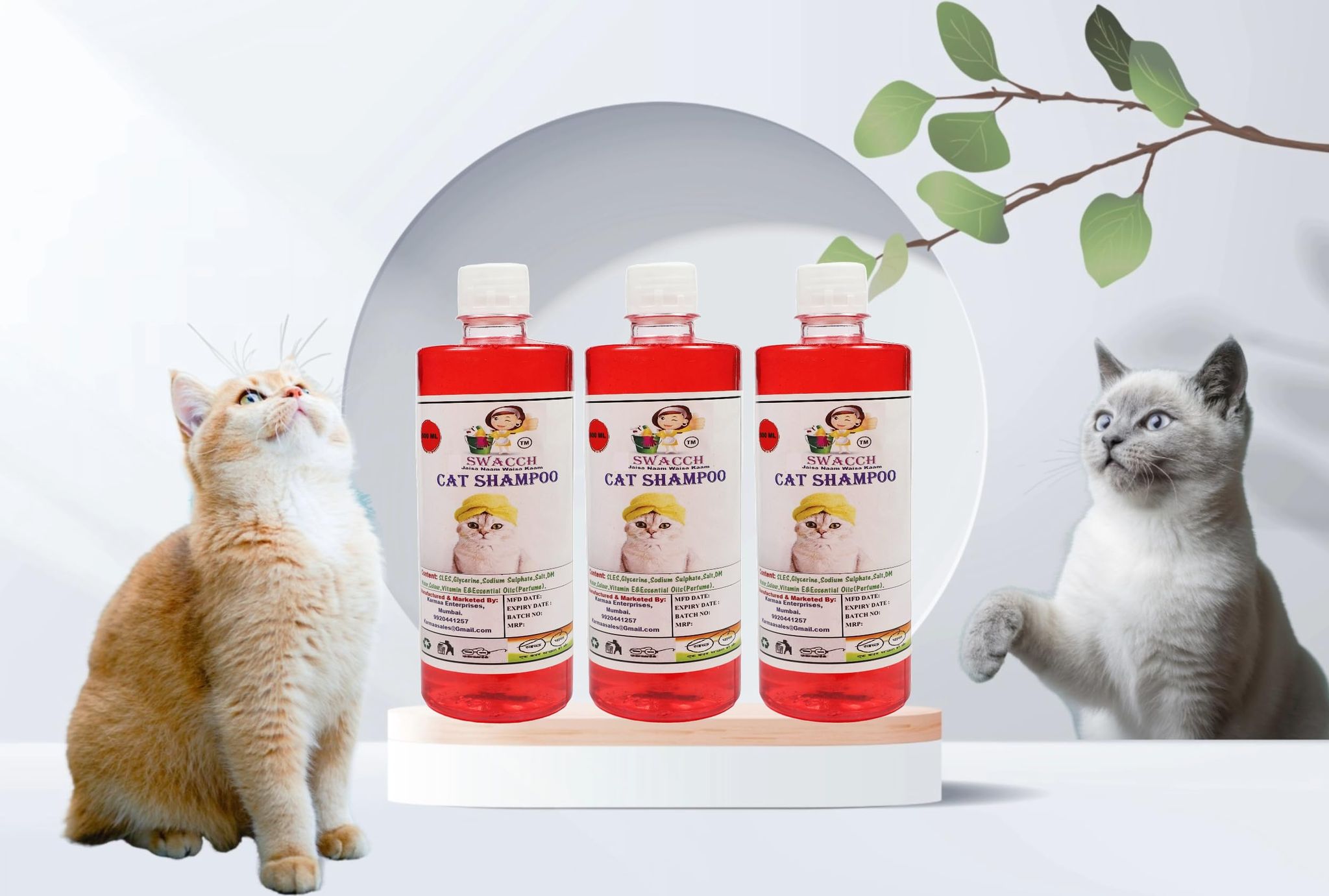 SWACCH CAT Shampoo (500ML) (Combo Pack of 3) Strawberry
