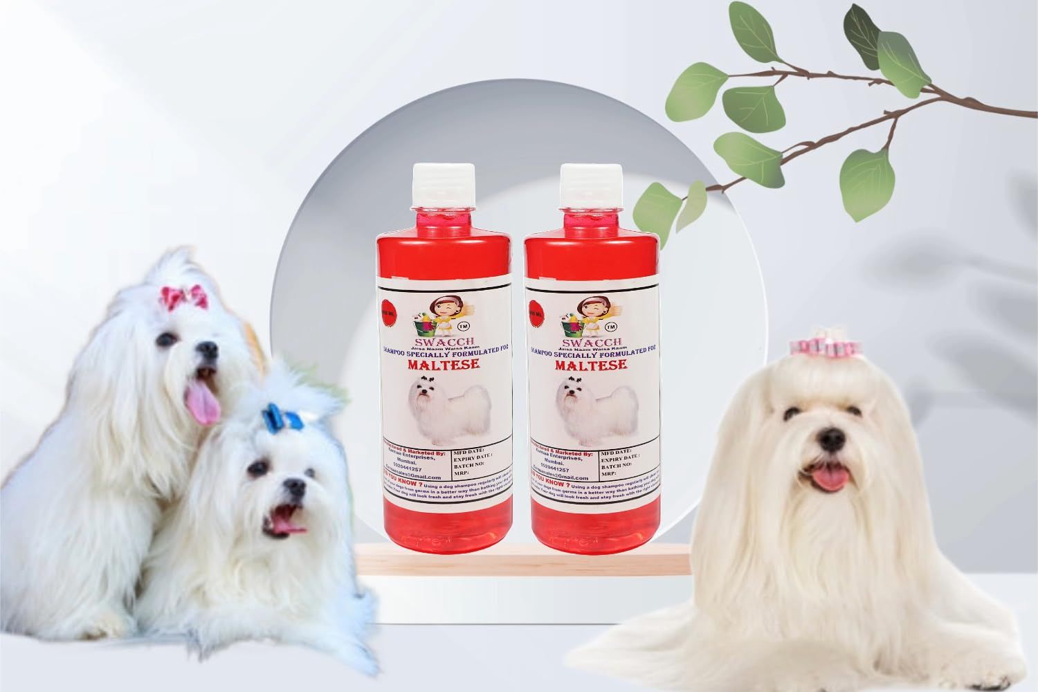 Swacch Shampoo Specially Formulated for Maltese (500ml) (Combo Pack of 2) Jasmine