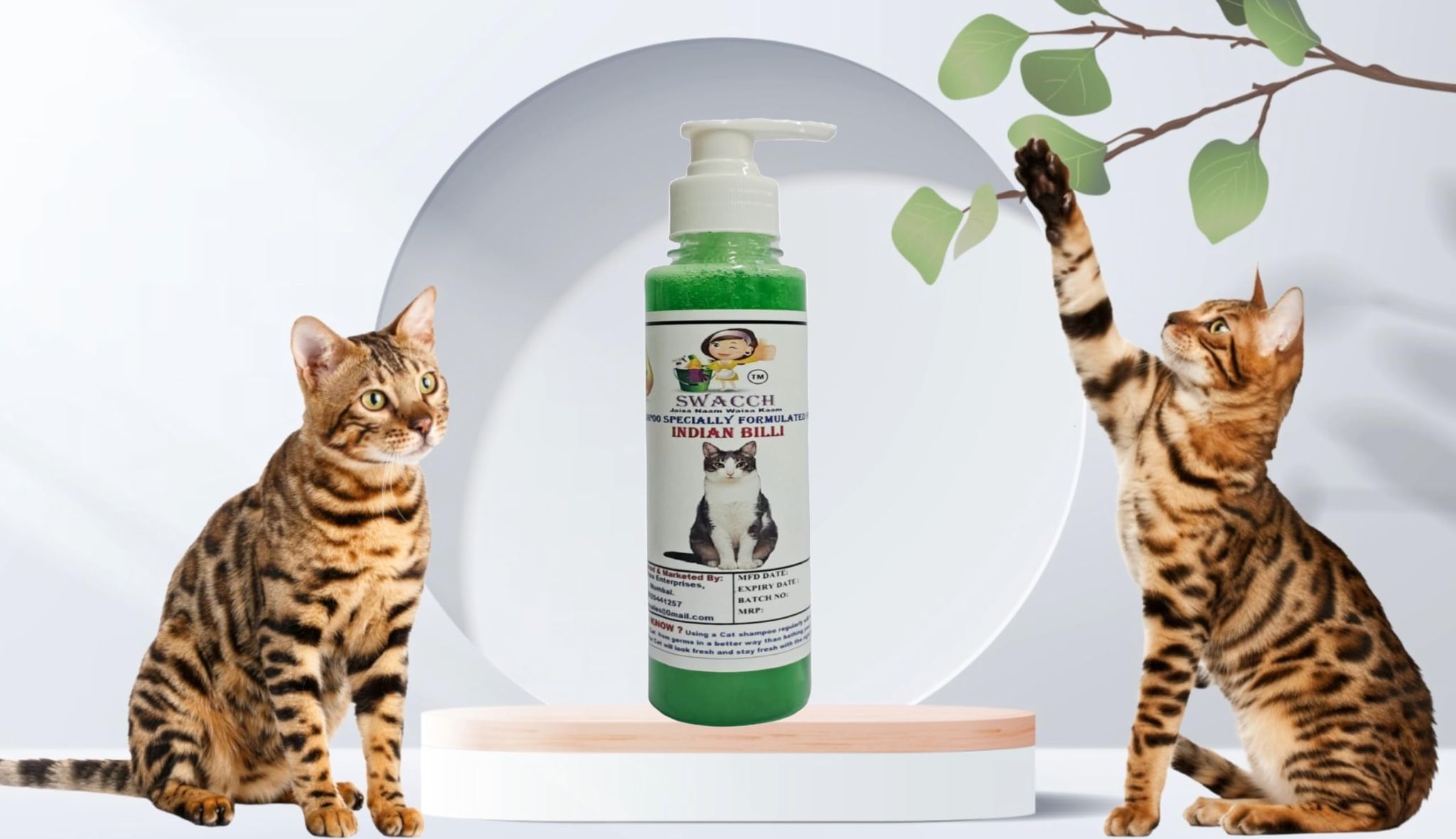 SWACCH Premium Shampoo for Indian Billi (200ML) NEEM ALOVERA