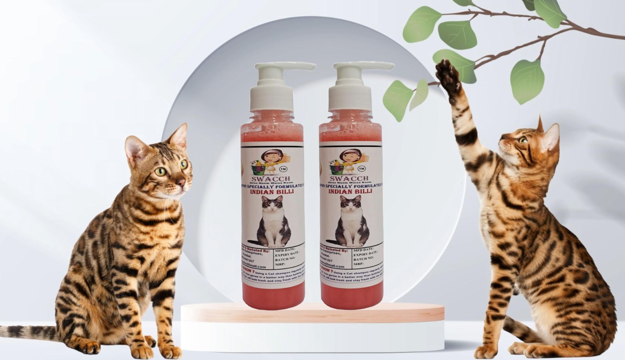 SWACCH Premium Shampoo for Indian Billi (200ML) (Pack of 2) Jasmine