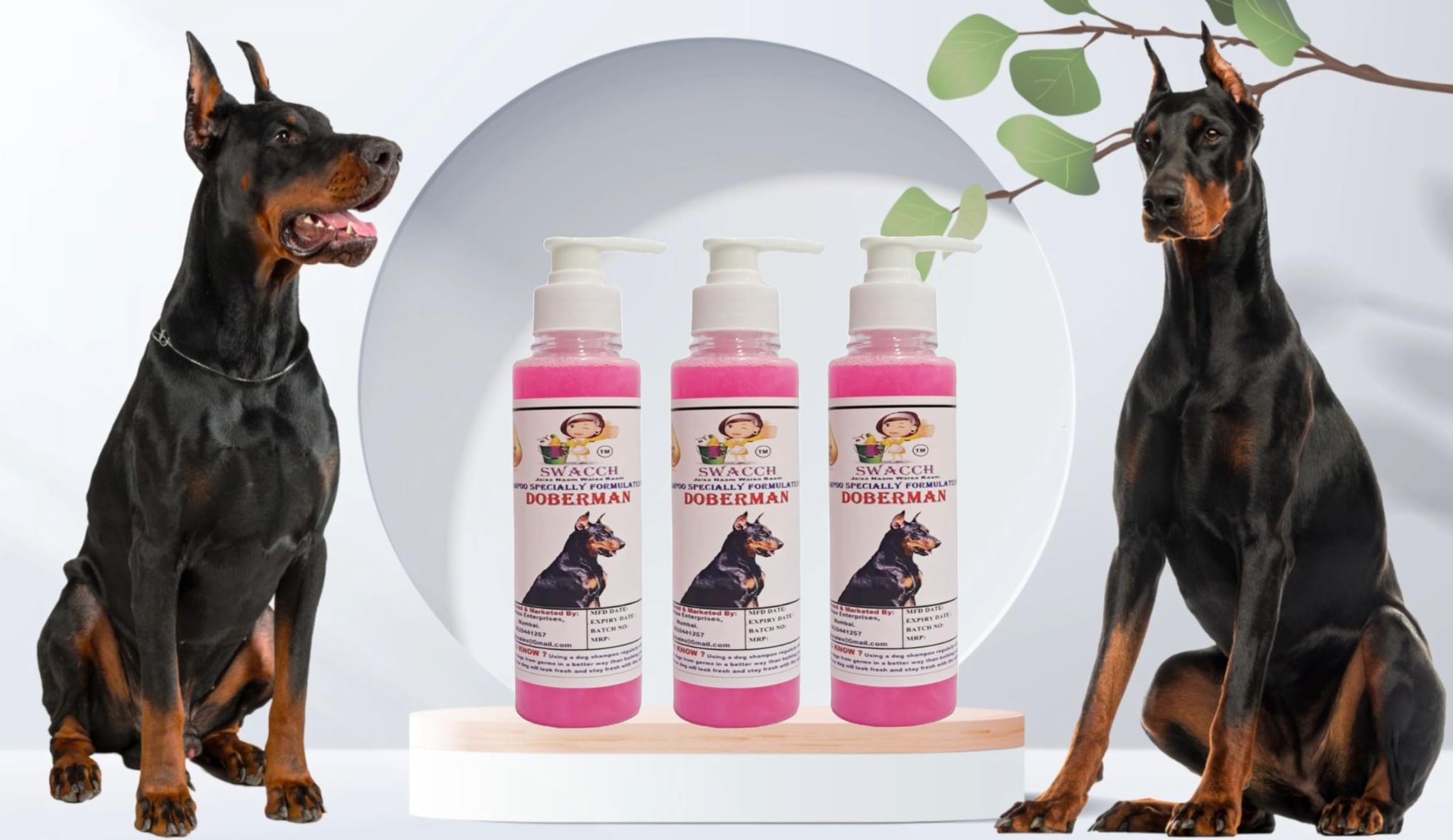 SWACCH Premium Shampoo for Doberman (200ML) (Pack of 3) Rose