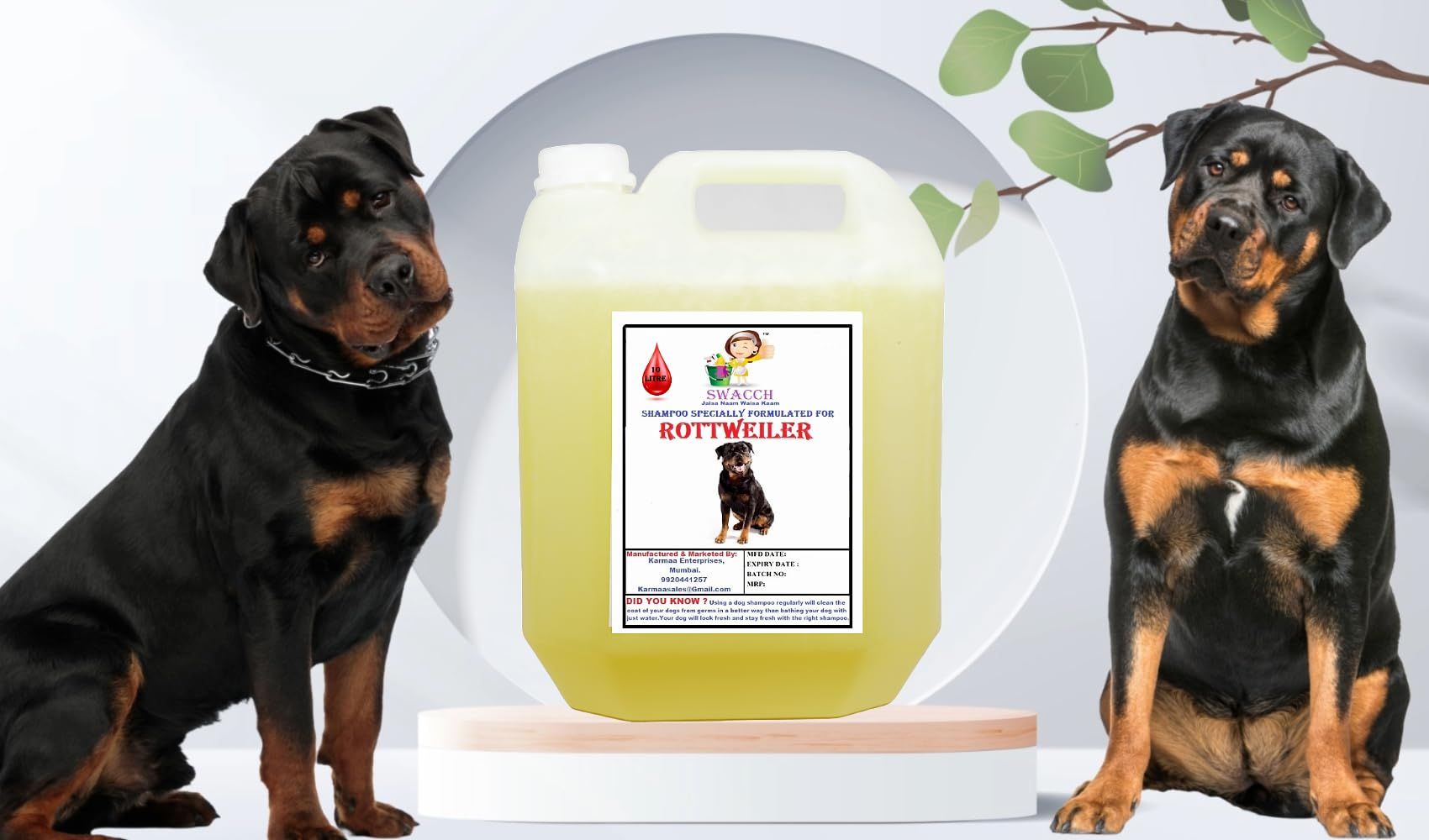 SWACCH Shampoo Specially FORMULATED for Rottweiler (10 Litre) Lemon