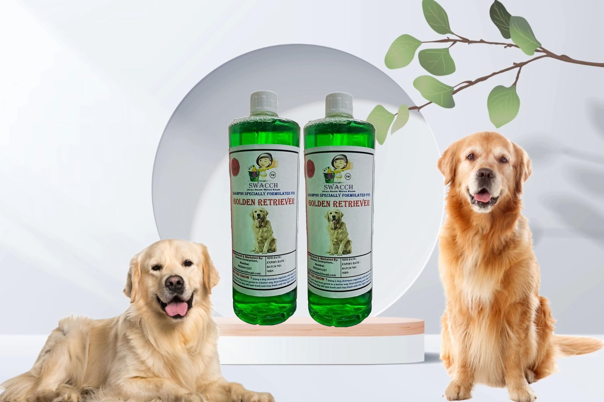 SWACCH Shampoo Specially FORMULATED for Golden Retriever (1 Litre) (Pack of 2) NEEM ALOVERA