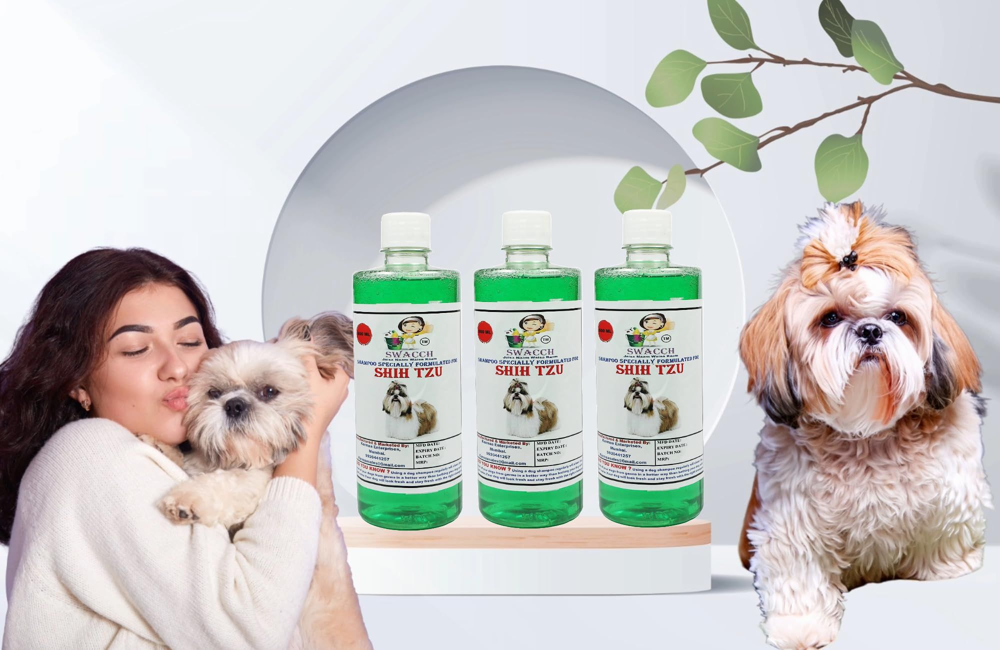 Swacch Shampoo Specially Formulated for Shih TZU (500ml) (Combo Pack of 3) Neem Alovera