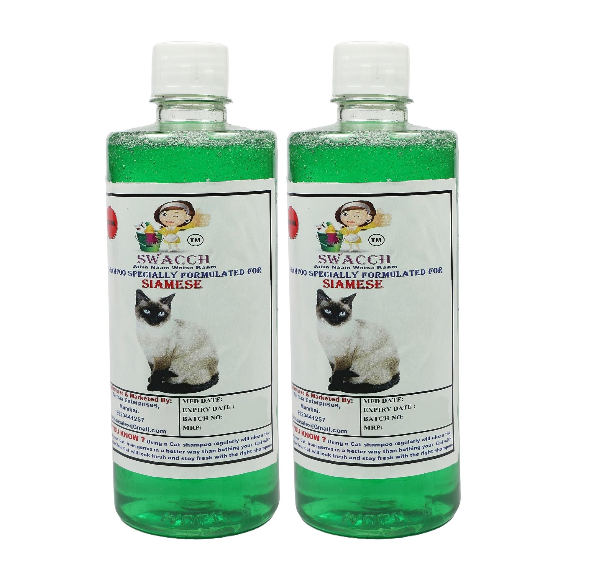SWACCH Shampoo Specially FORMULATED for Siamese (500ML) (Combo Pack of 2) NEEM ALOVERA