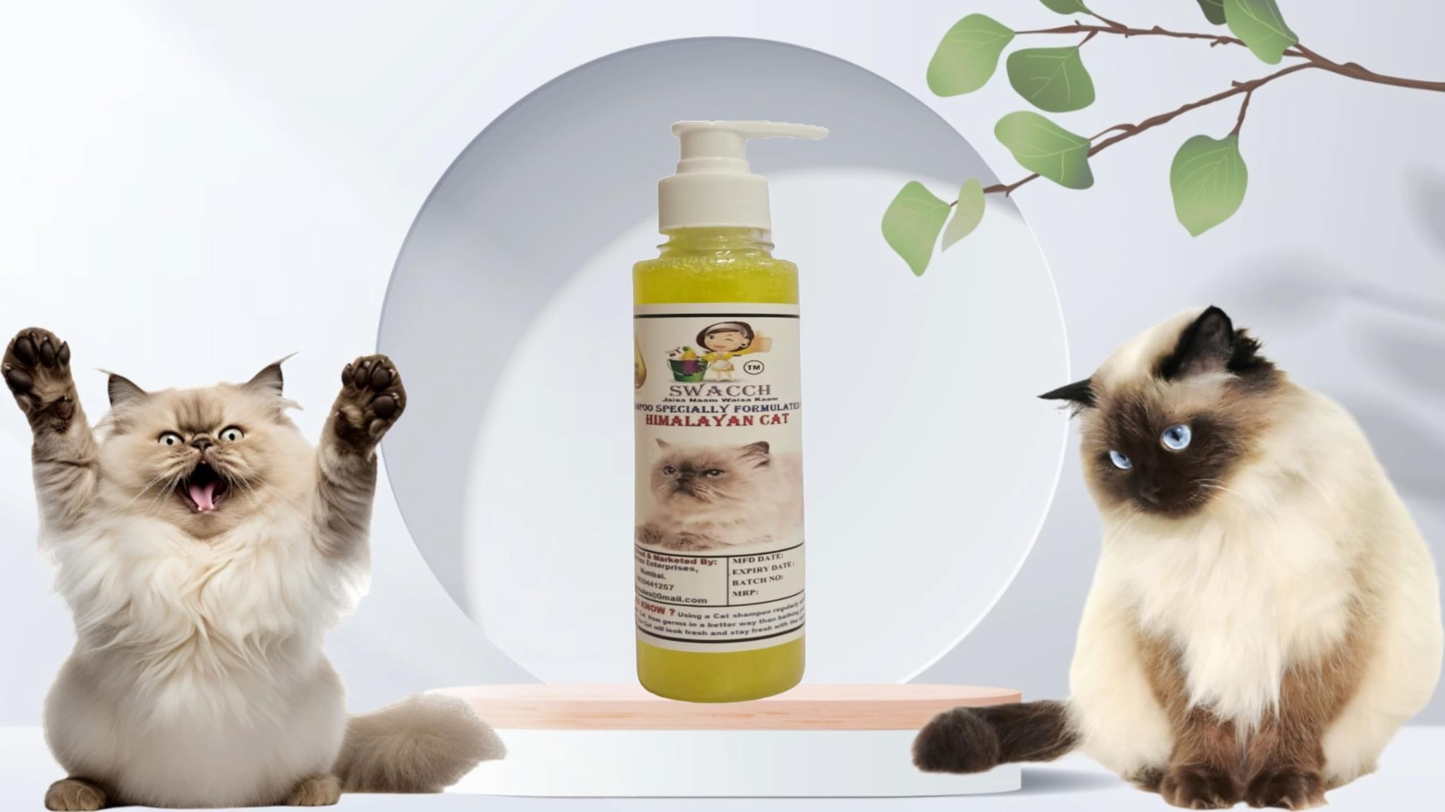 SWACCH Premium Shampoo for Himalayan CAT (200ML) Lemon
