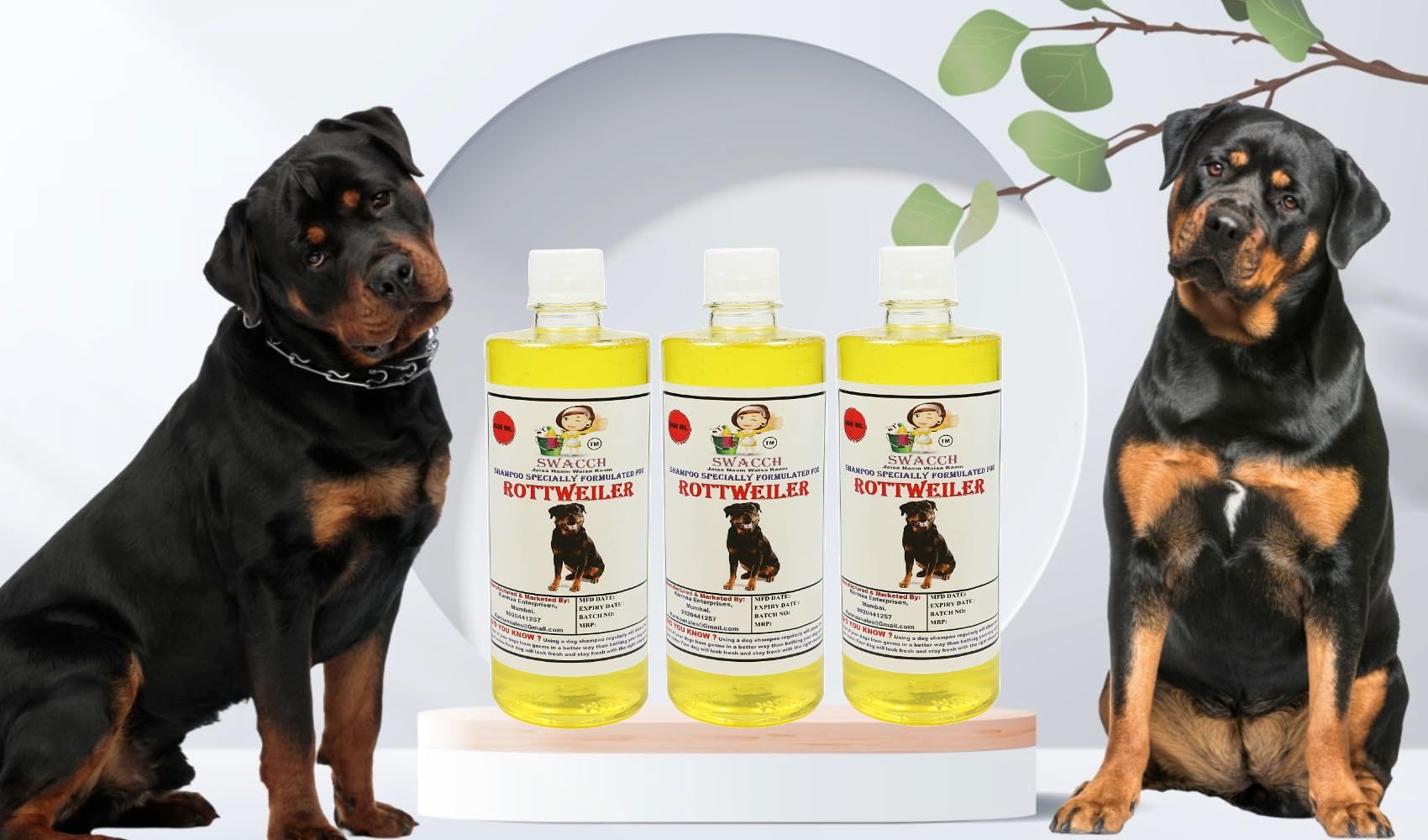 Swacch Shampoo Specially Formulated for Rottweiler (500ml) (Combo Pack of 3) Lemon
