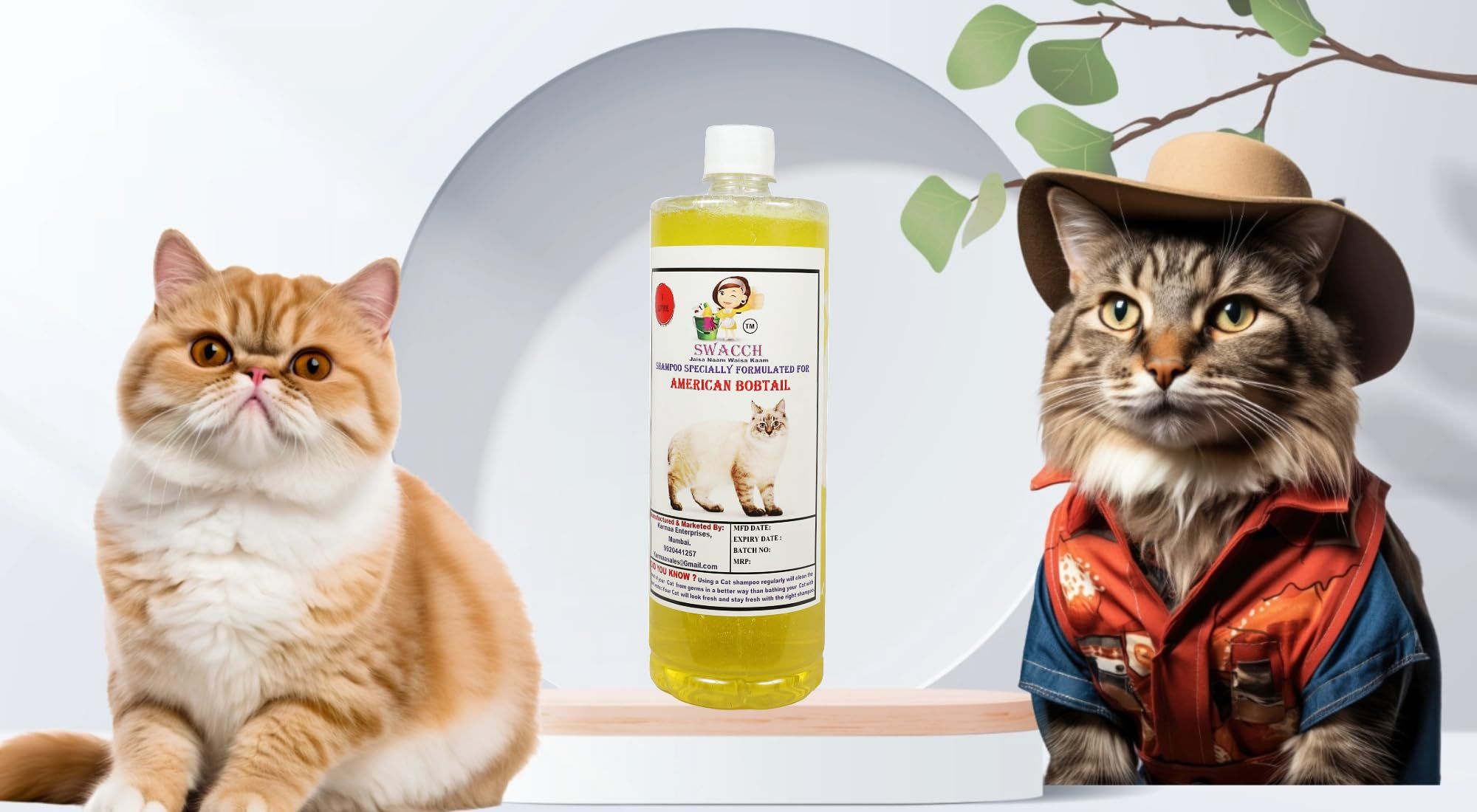 SWACCH Shampoo Specially FORMULATED for American Bobtail (1 Litre) Lemon