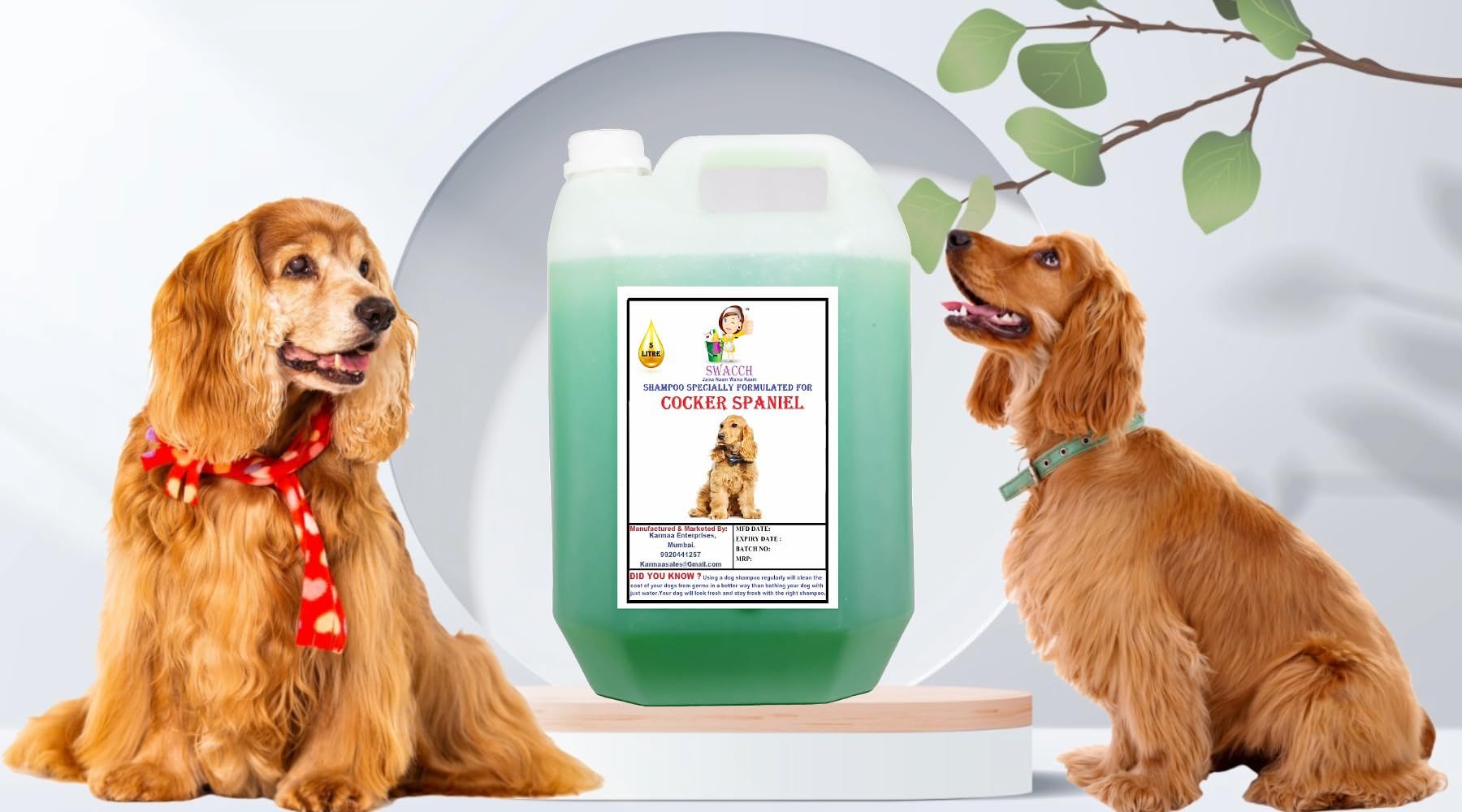SWACCH Shampoo Specially FORMULATED for Cocker Spaniel (5 Litre) NEEM ALOVERA