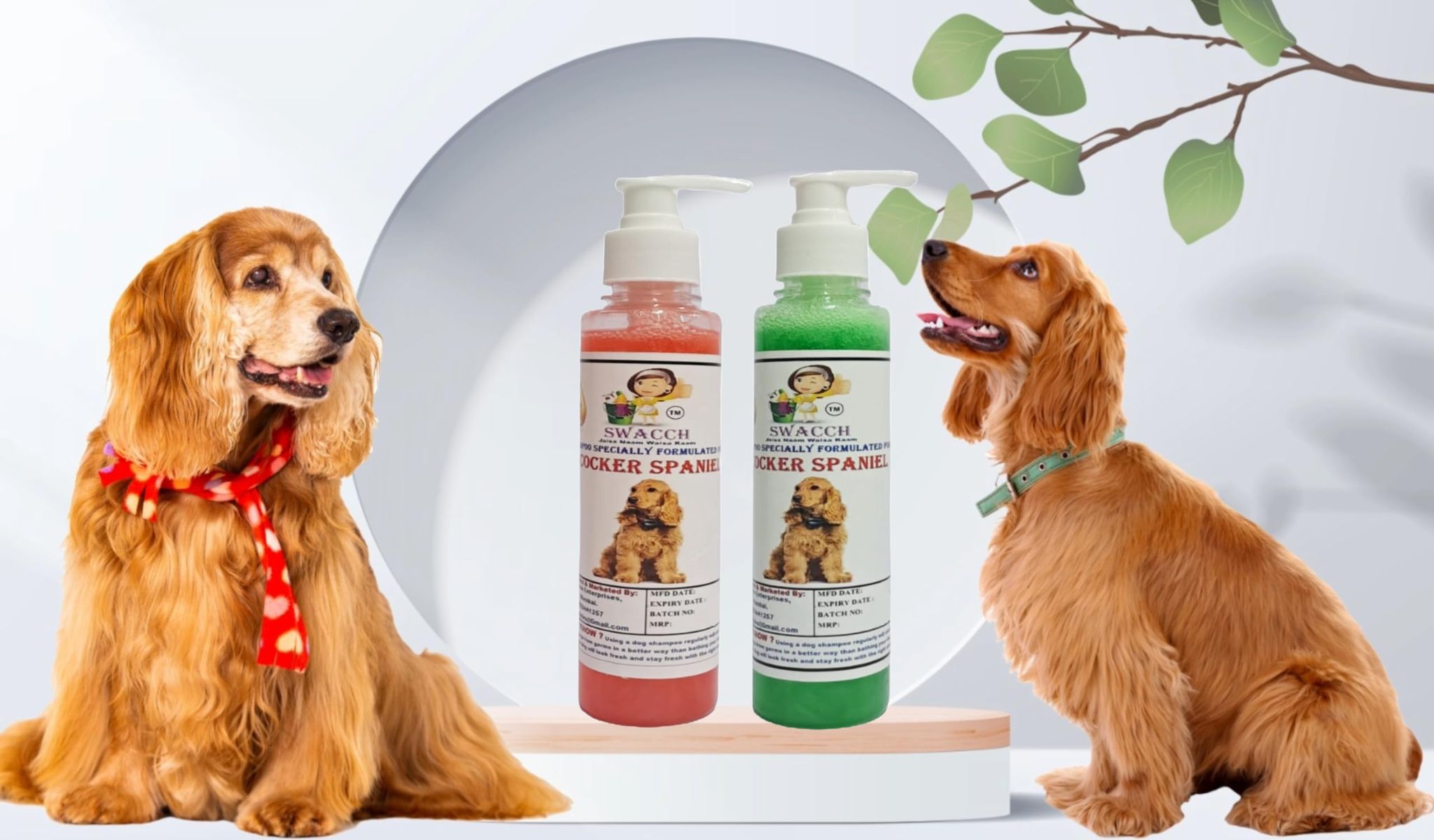 SWACCH Premium Shampoo for Cocker Spaniel (200ML) (Combo Pack of 2) Jasmine & NEEM ALOVERA