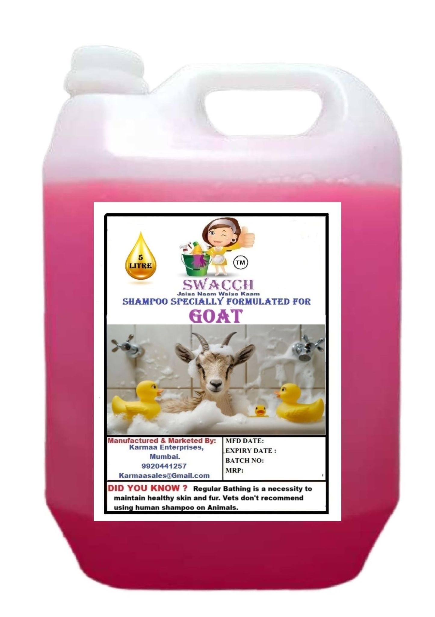 Swacch Shampoo Specially Formulated for Goat (5 Litre) Rose
