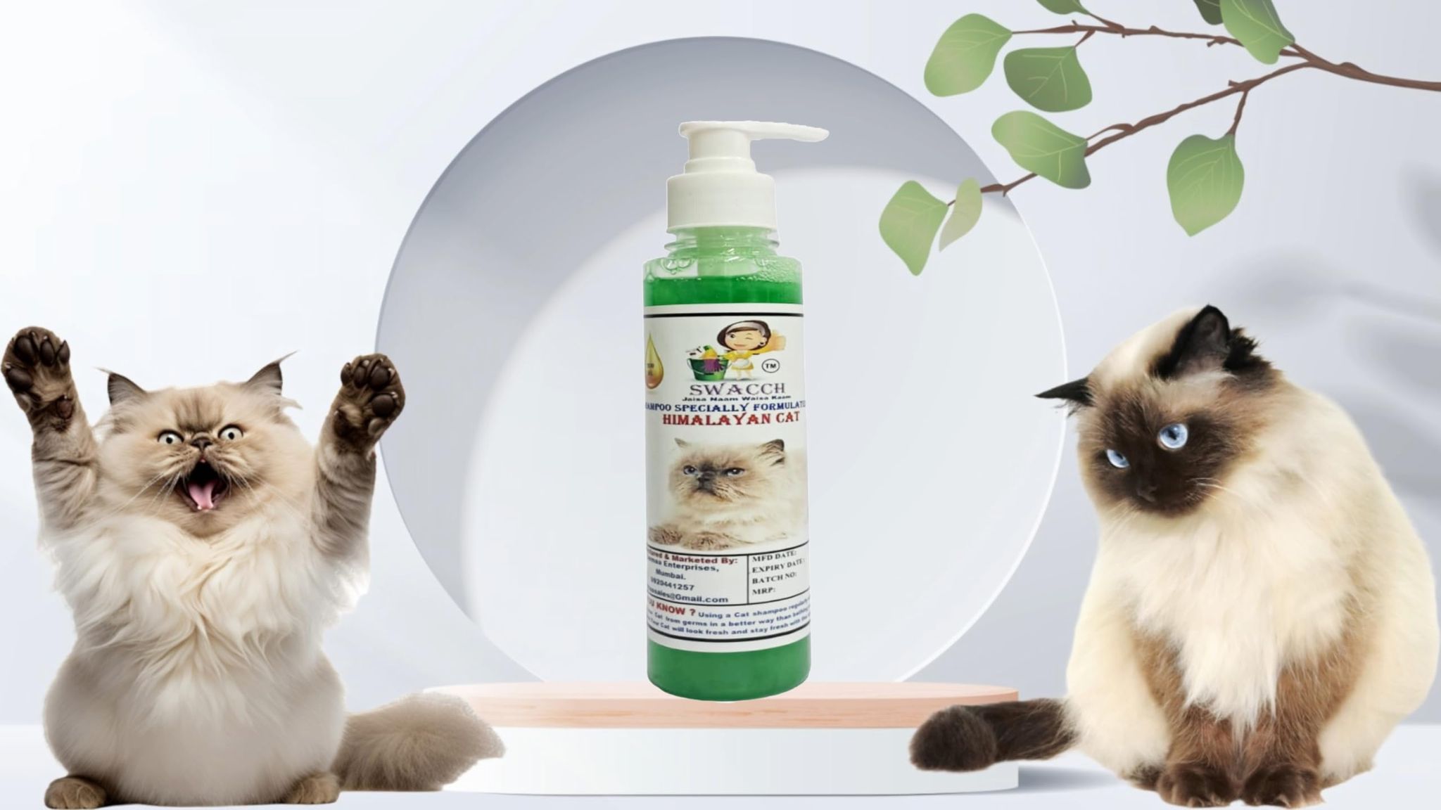 SWACCH Premium Shampoo for Himalayan CAT (200ML) NEEM ALOVERA