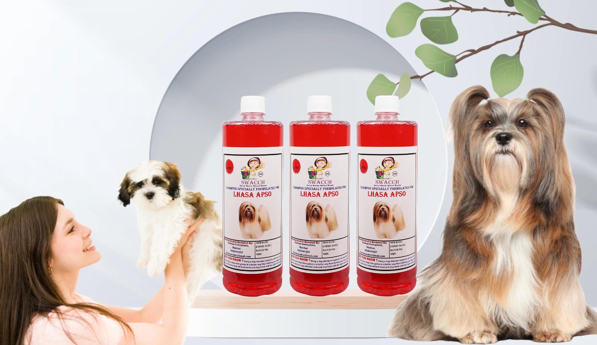 SWACCH Shampoo Specially FORMULATED for Lhasa APSO (1 Litre) (Combo Pack of 3) Strawberry