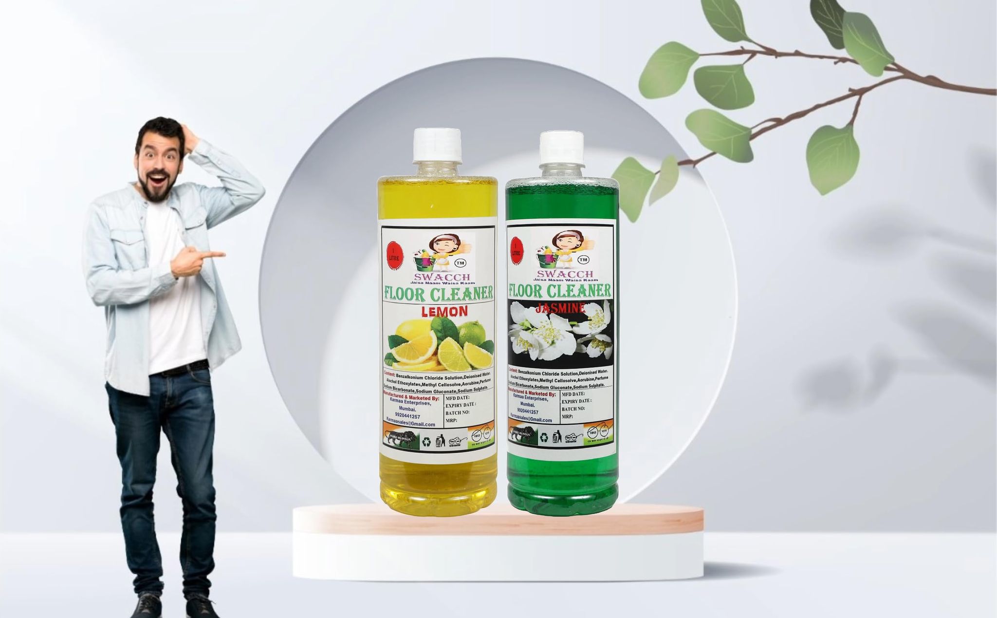 HOME CARE COMBO Floor Cleaner Lemon & Floor Cleaner Jasmine 1 Litre (Pack of 2)
