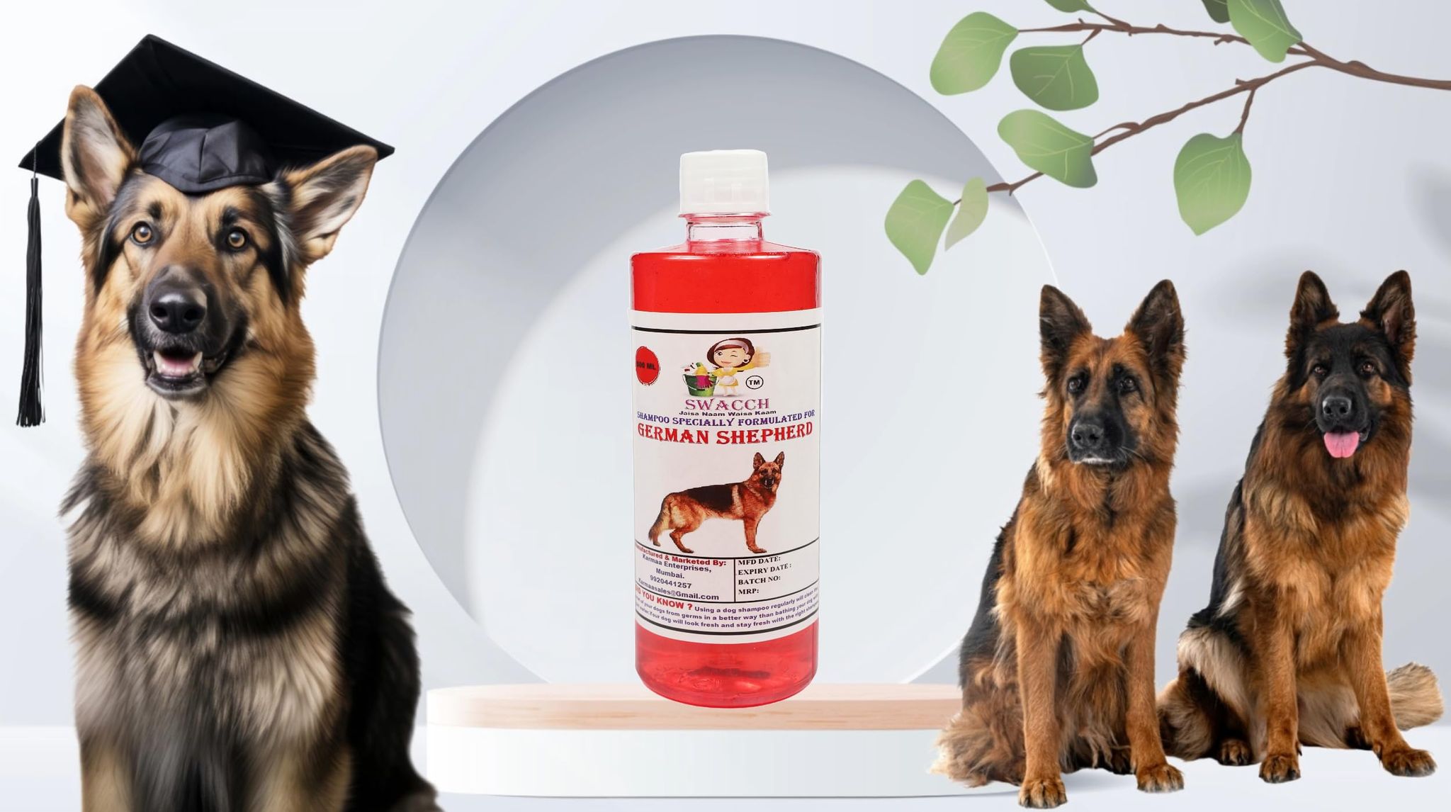 Swacch Shampoo Specially Formulated for German Shepherd (500ml) Strawberry