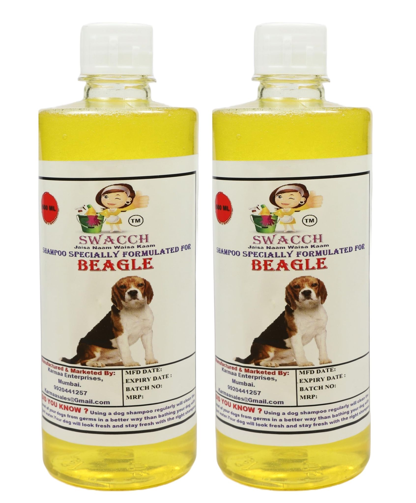 Swacch Shampoo Specially Formulated for Beagle (500ml) (Combo Pack of 2) Lemon