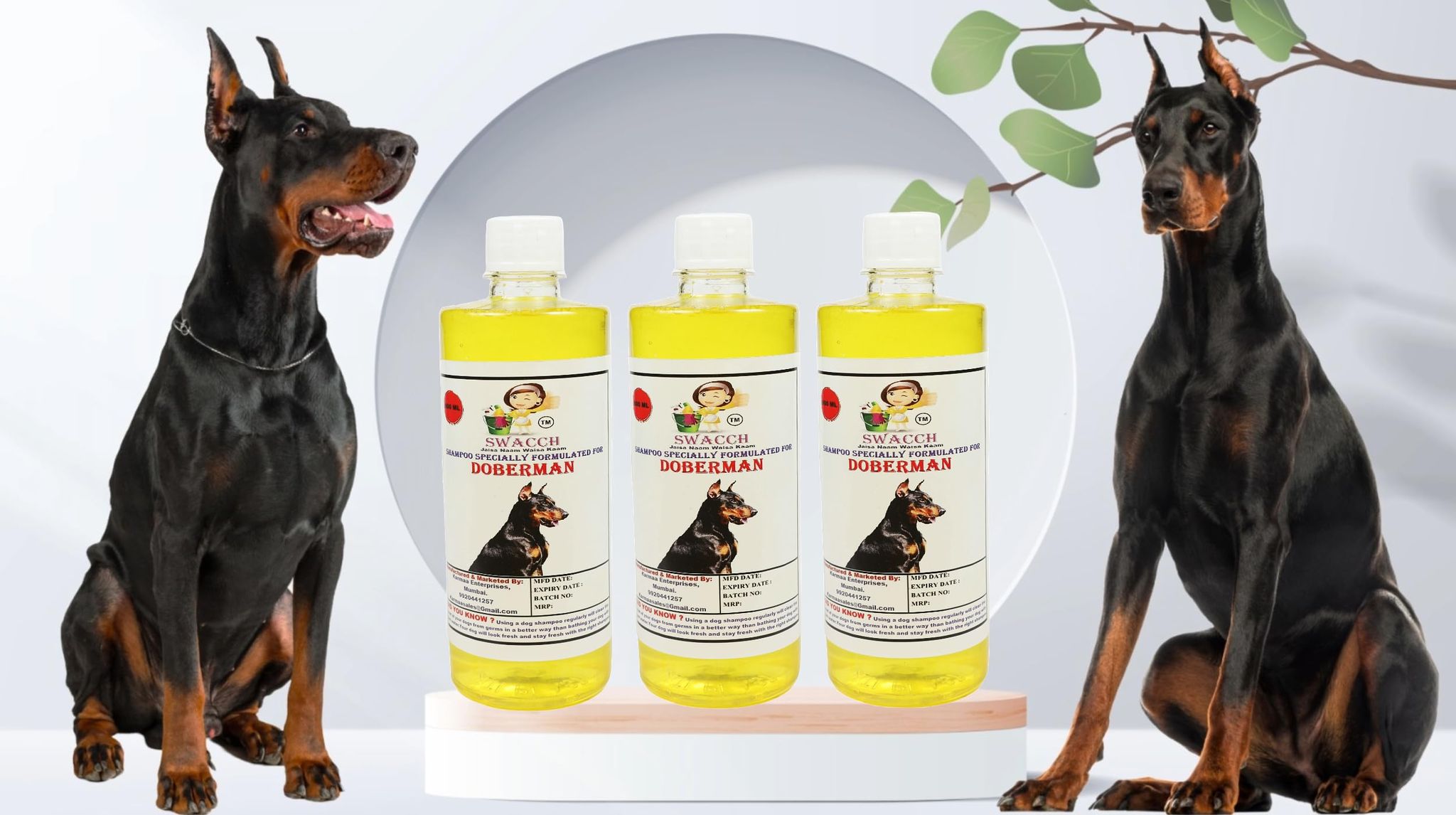 Swacch Shampoo Specially Formulated for Doberman (500ml) (Pack of 3) Lemon