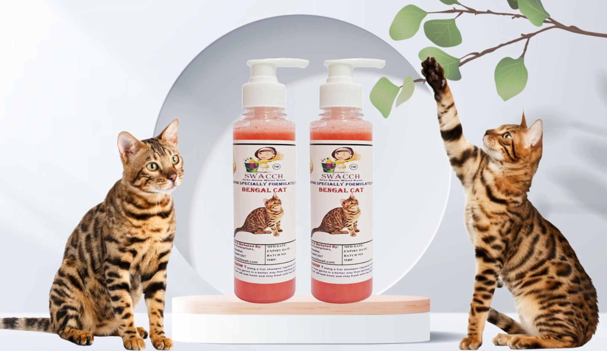SWACCH Premium Shampoo for Bengal CAT (200ML) (Pack of 2) Jasmine