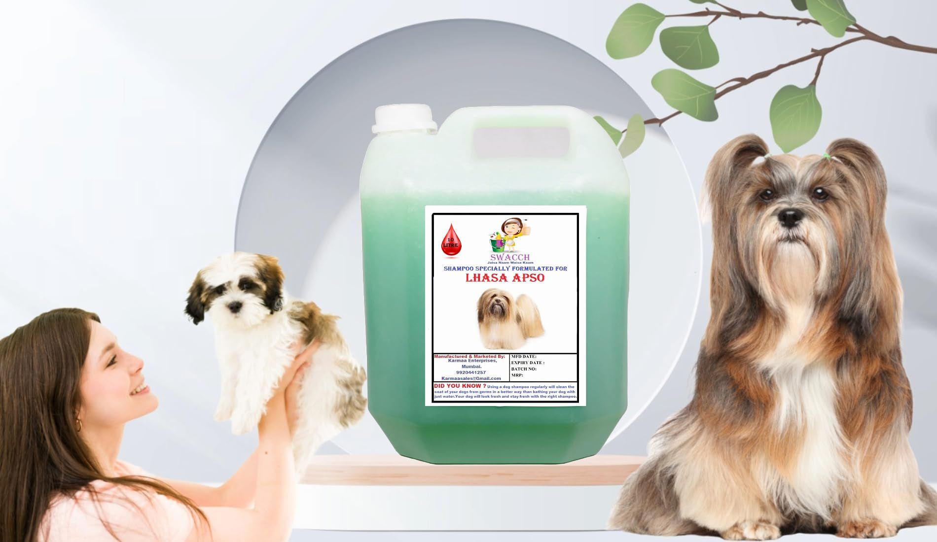 SWACCH Shampoo Specially FORMULATED for Lhasa APSO (10 Litre) NEEM ALOVERA