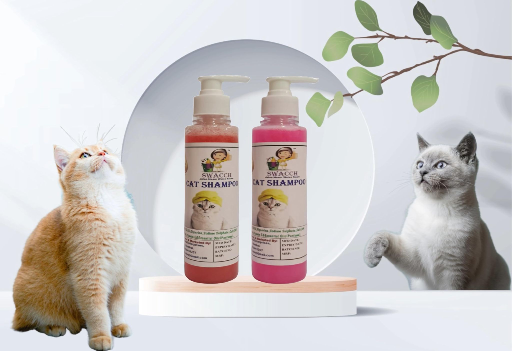 SWACCH Premium Shampoo for CAT Shampoo (200ML) (Combo Pack of 2) Jasmine & Rose