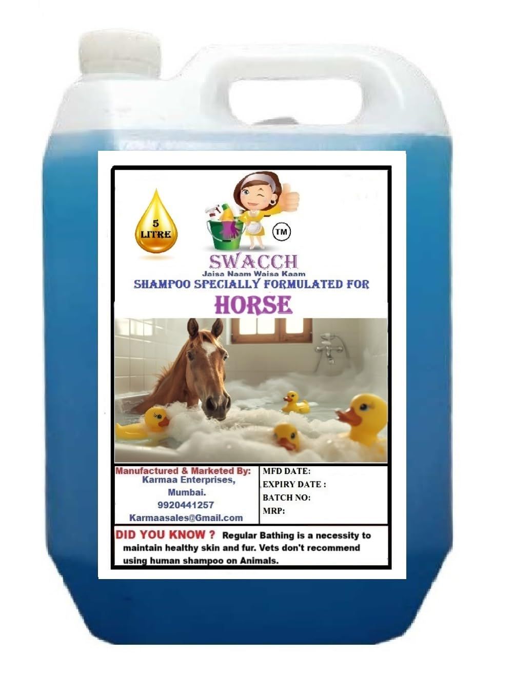 Swacch Shampoo Specially Formulated for Horse (5 Litre) Lavender