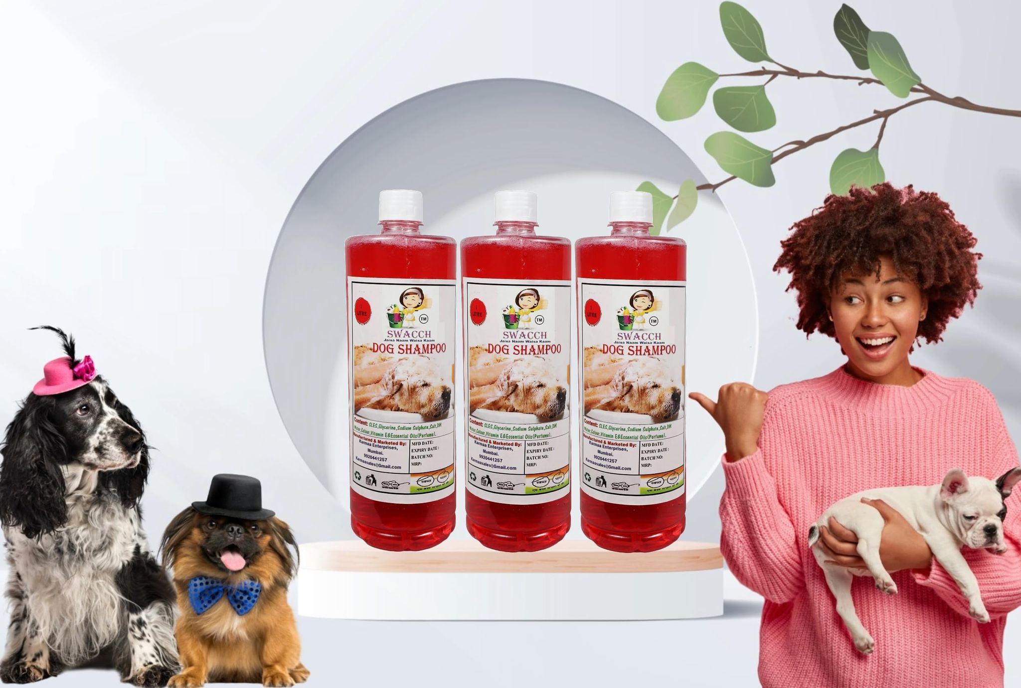 SWACCH Dog Shampoo (1 Litre) (Combo Pack of 3) Jasmine