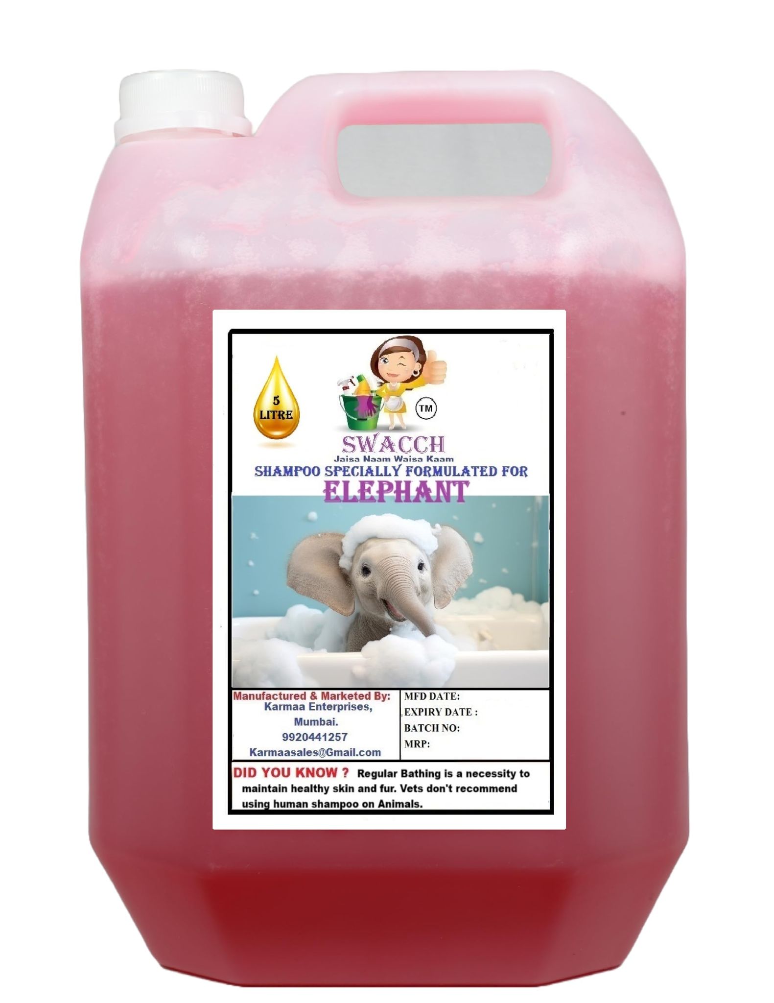 Swacch Shampoo Specially Formulated for Elephant (5 Litre) Strawberry