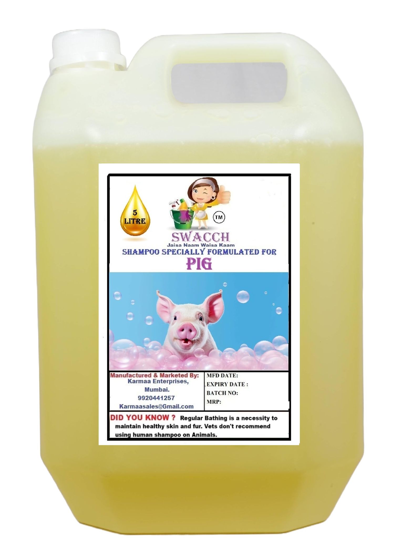Swacch Shampoo Specially Formulated for Pig (5 Litre) Lemon