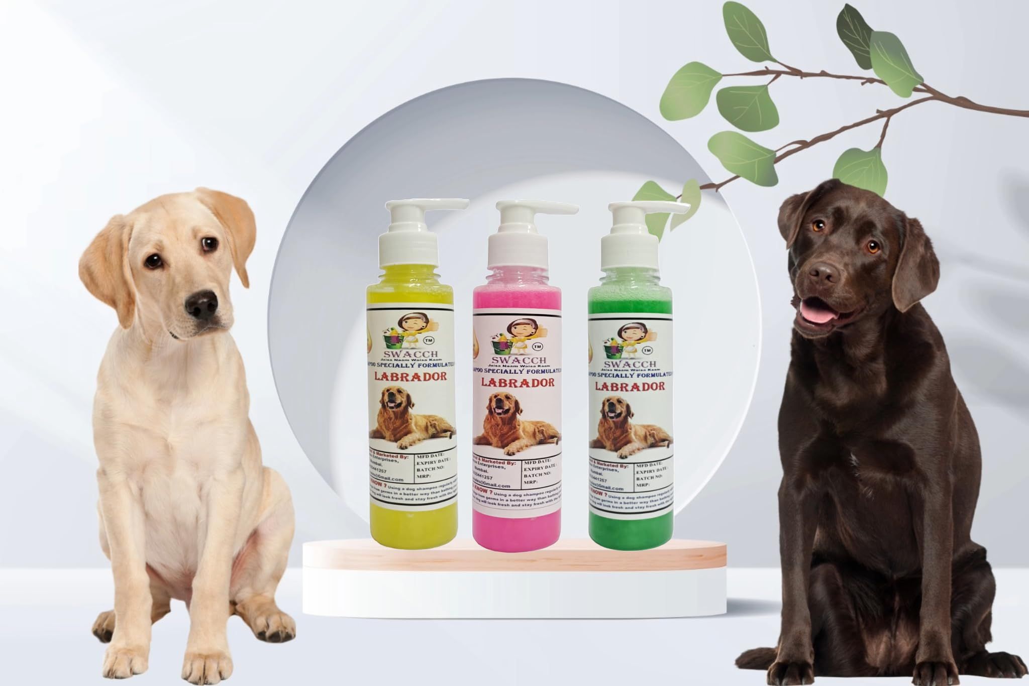 SWACCH Premium Shampoo for Labrador (200ML) (Combo Pack of 3) Lemon, Lavender & NEEM ALOVERA
