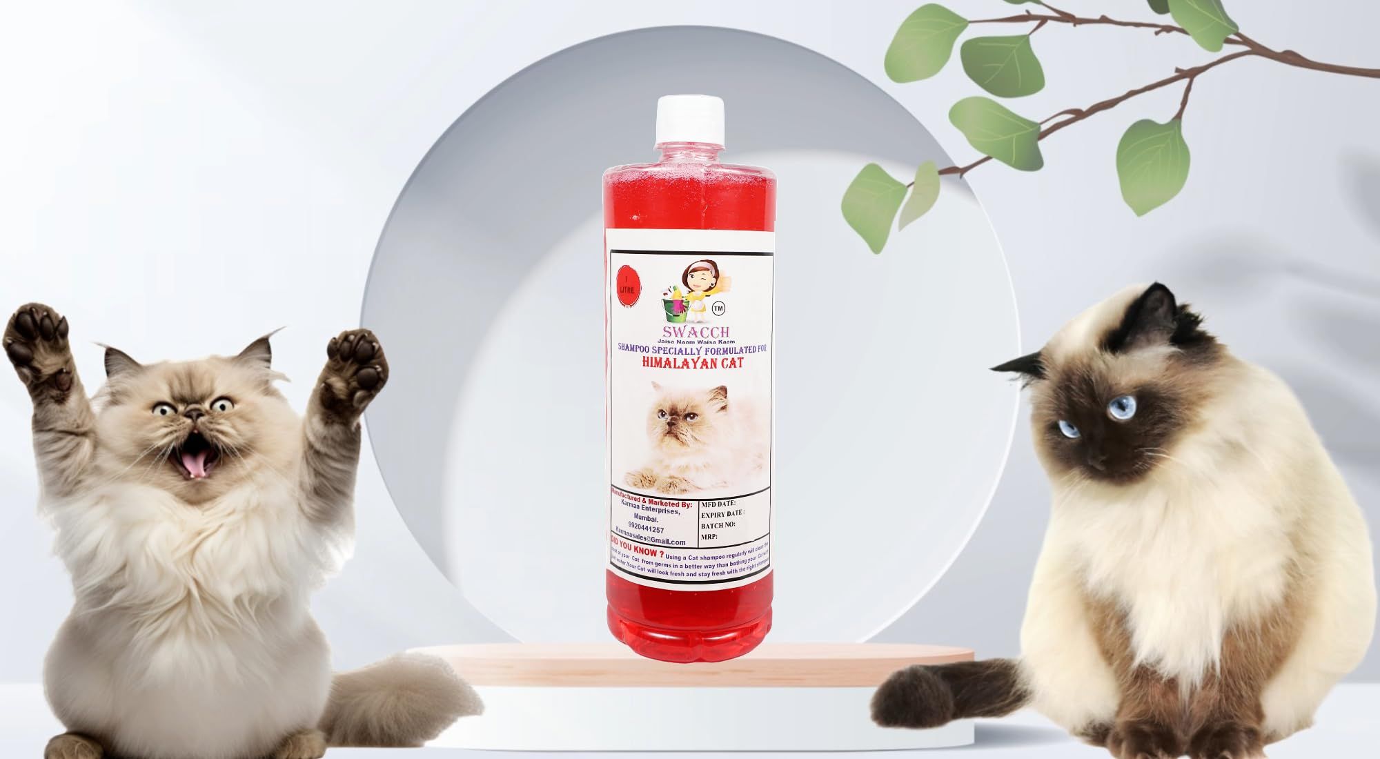 Swacch Shampoo Specially Formulated for Himalayan Cat (1 Litre) Jasmine