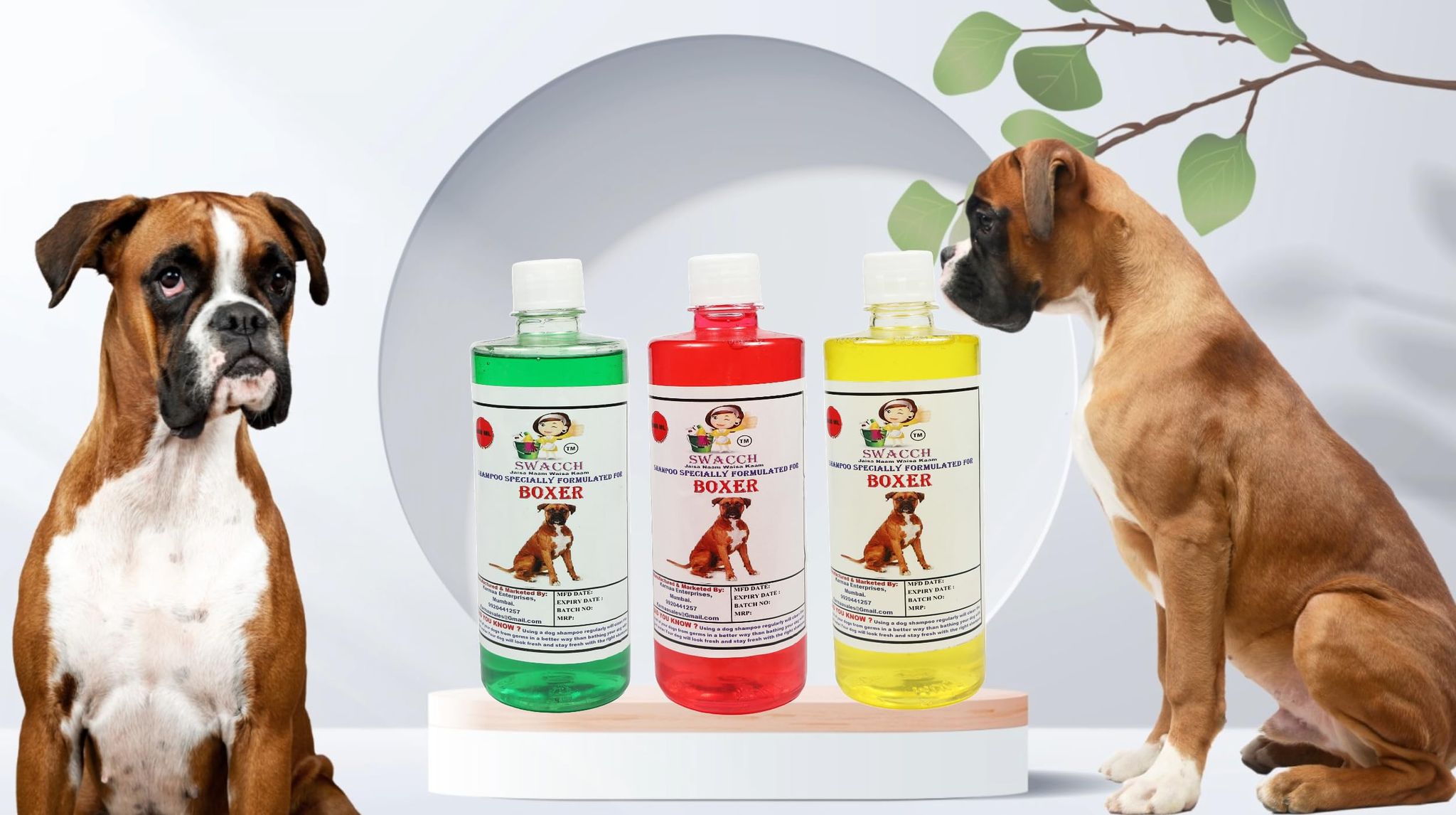 SWACCH Shampoo Specially FORMULATED for Boxer (500ML) (Combo Pack of 3) NEEM ALOVERA, Jasmine & Lemon