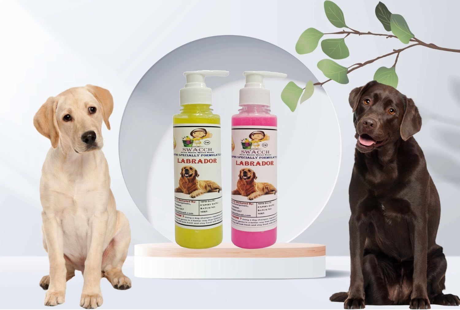 SWACCH Premium Shampoo for Labrador (200ML) (Combo Pack of 2) Lemon & Rose