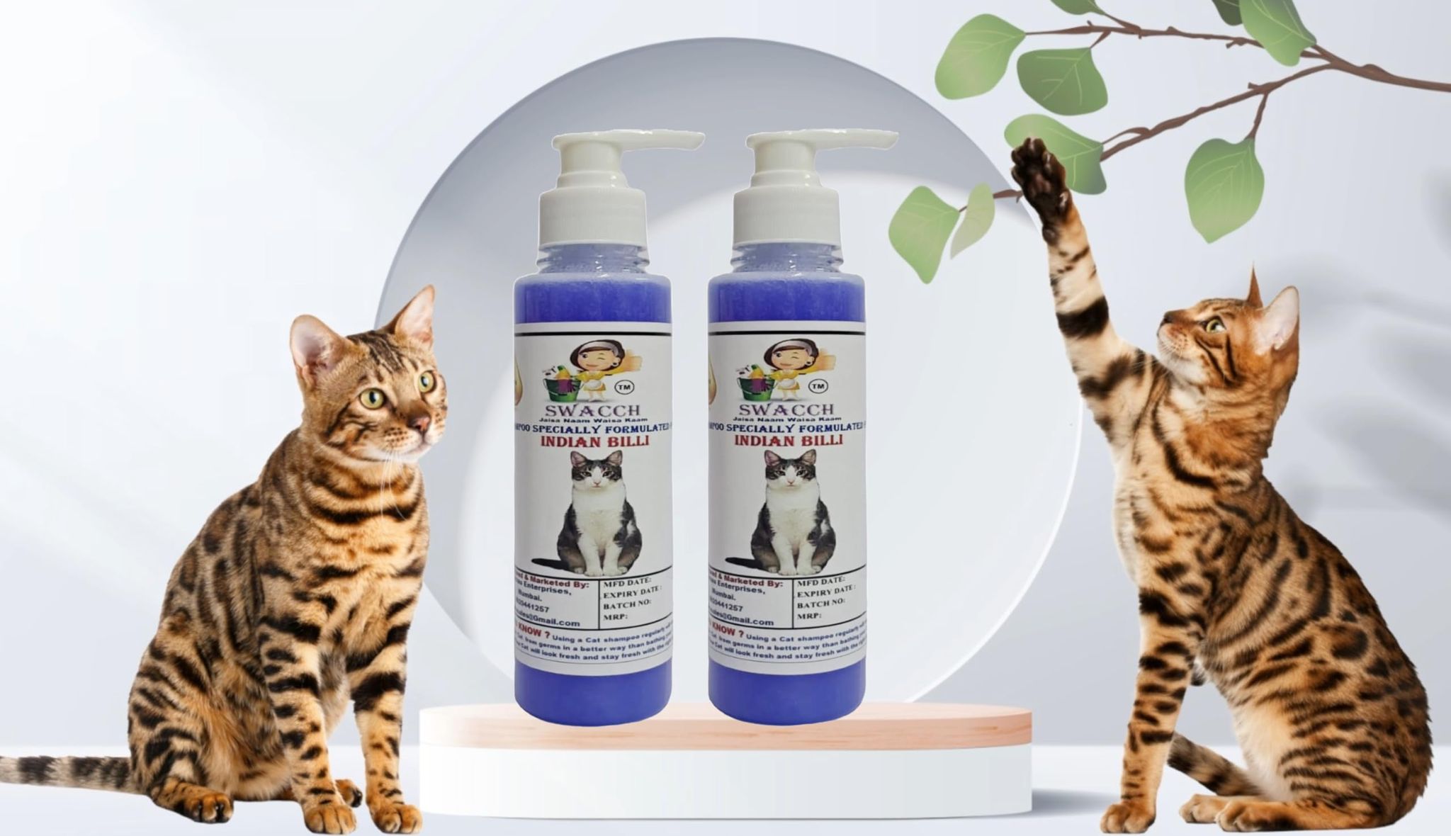 SWACCH Premium Shampoo for Indian Billi (200ML) (Pack of 2) Lavender