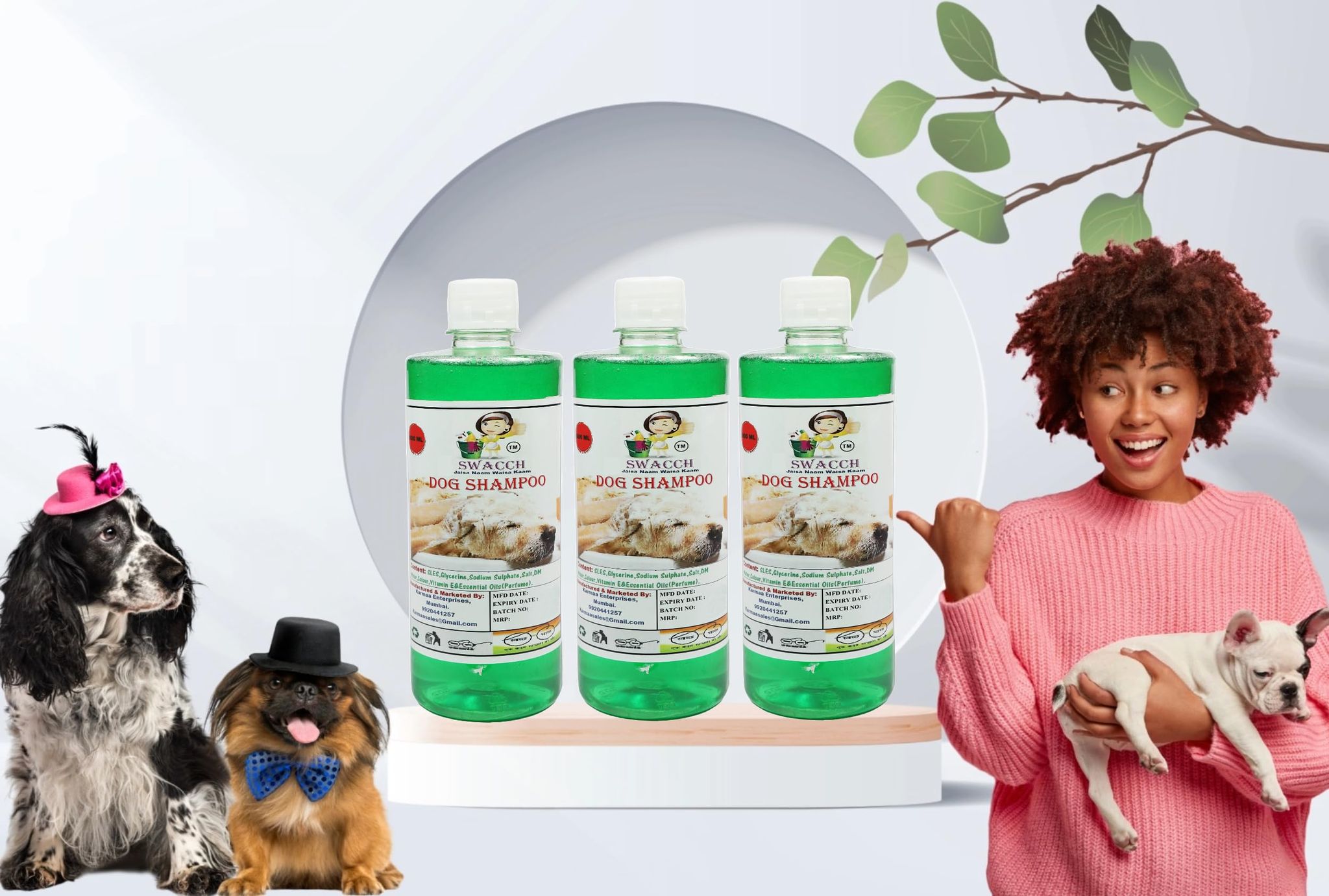 SWACCH Dog Shampoo (500ML) (Pack of 3) NEEM ALOVERA
