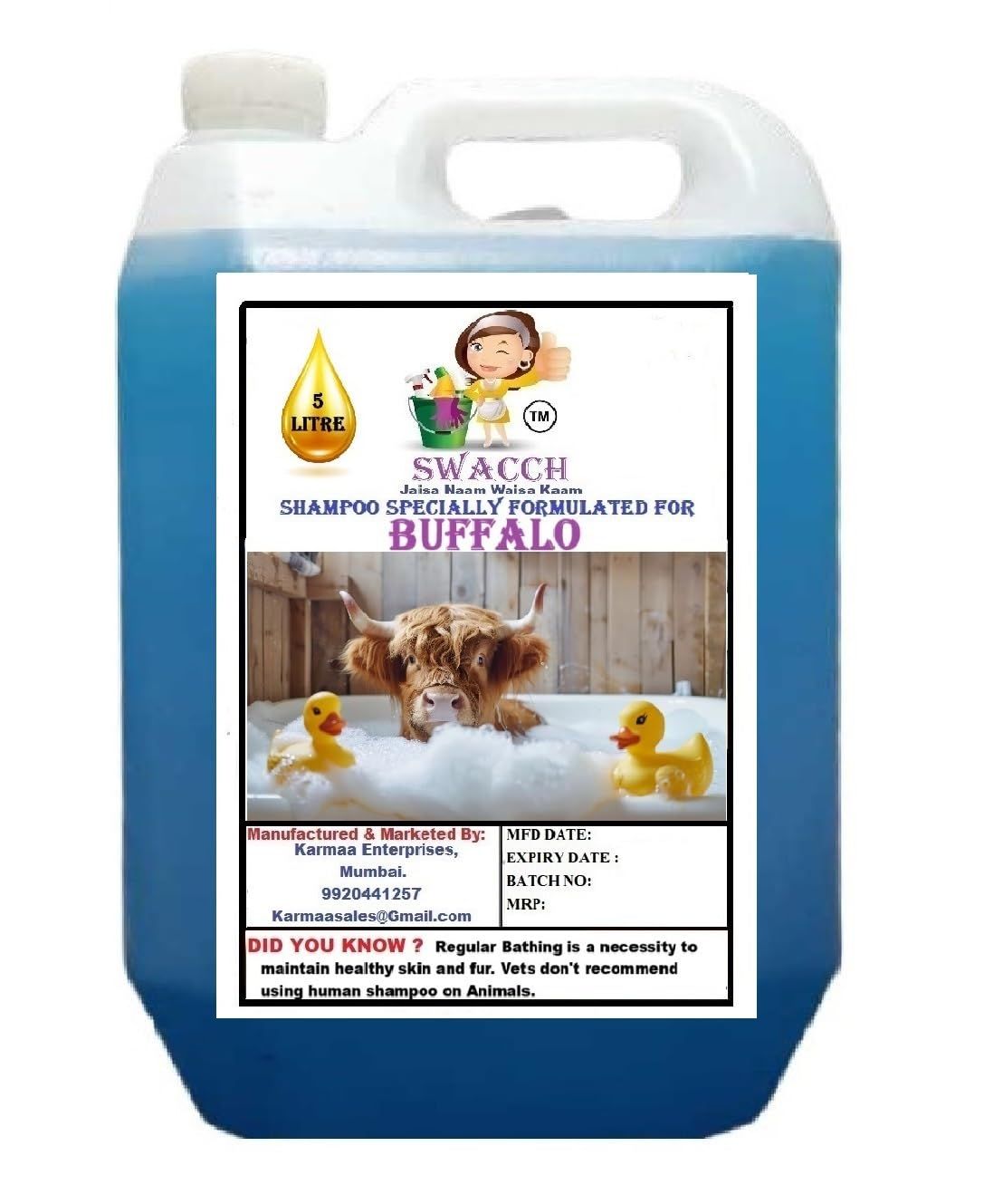 Swacch Shampoo Specially Formulated for Buffalo (5 Litre) Lavender