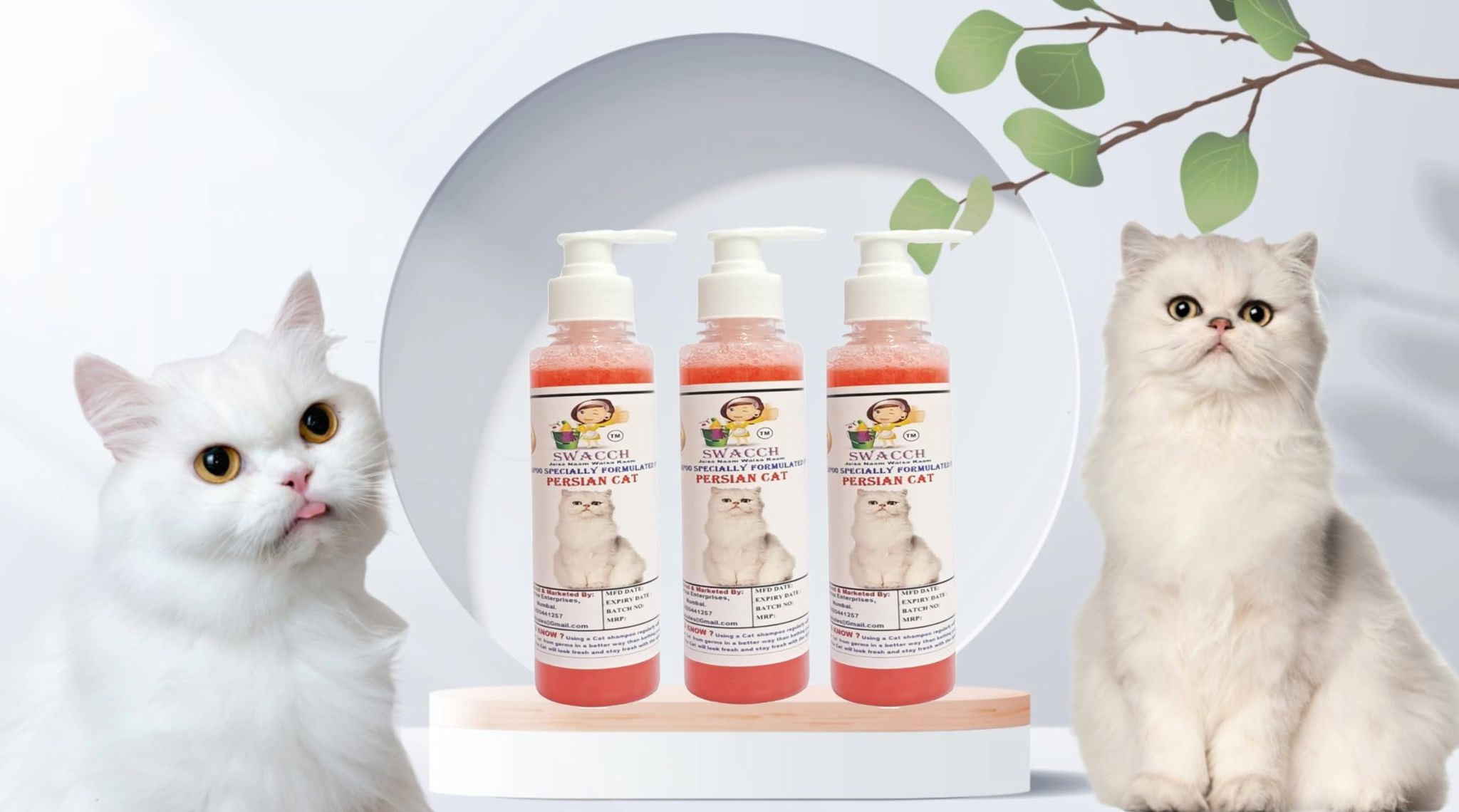 SWACCH Premium Shampoo for Persian CAT (200ML) (Pack of 3) Jasmine