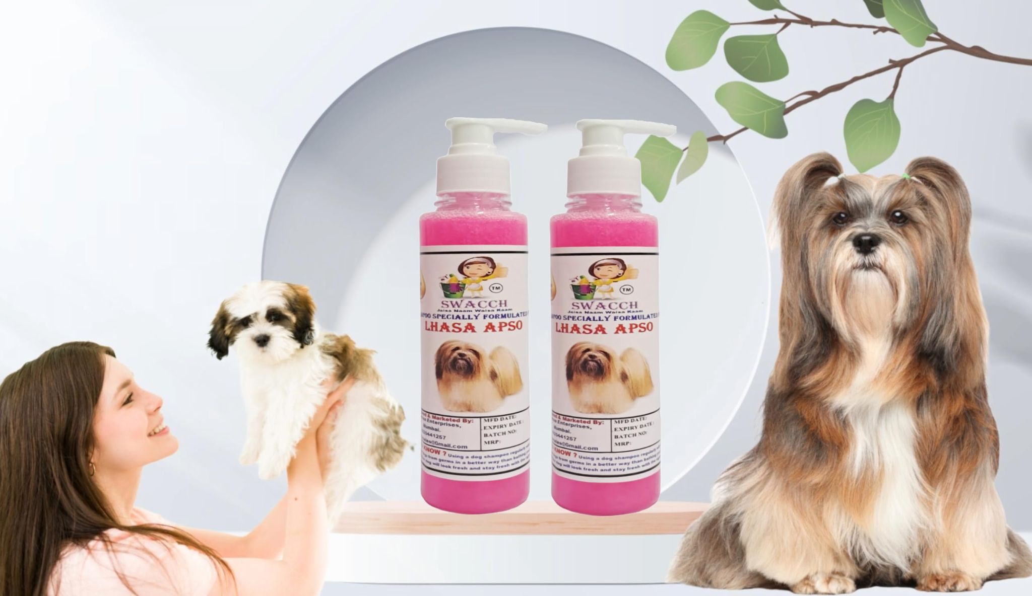 SWACCH Premium Shampoo for Lhasa APSO (200ML) (Pack of 2) Rose
