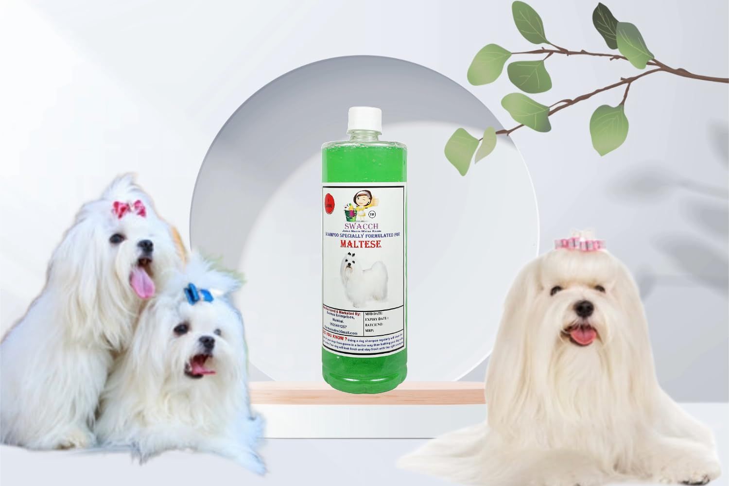 Swacch Shampoo Specially Formulated for Maltese (1 Litre) Neem Alovera
