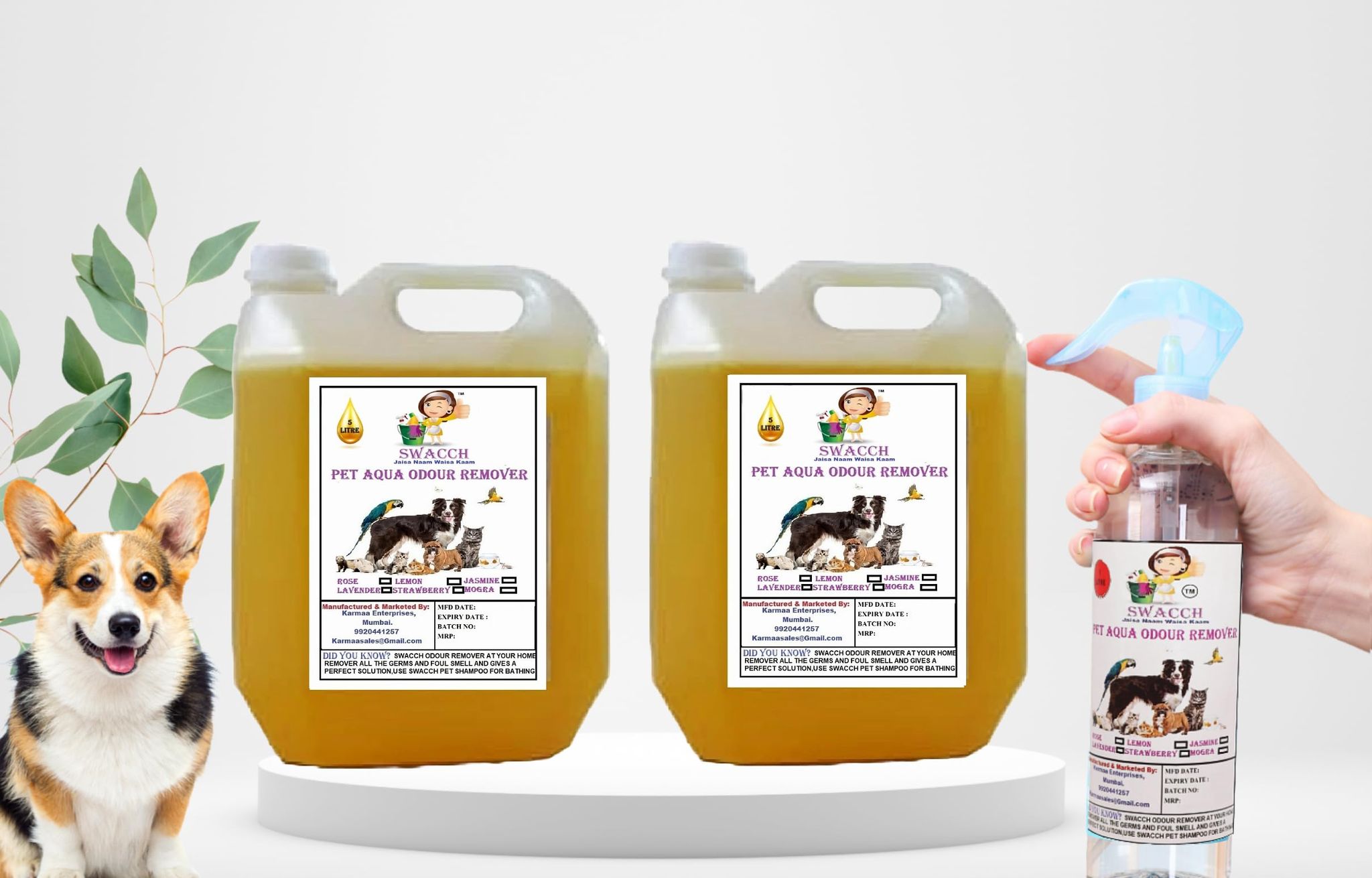 Swacch PET Aqua Odour Remover (5 Litre) (Pack of 2) Lemon