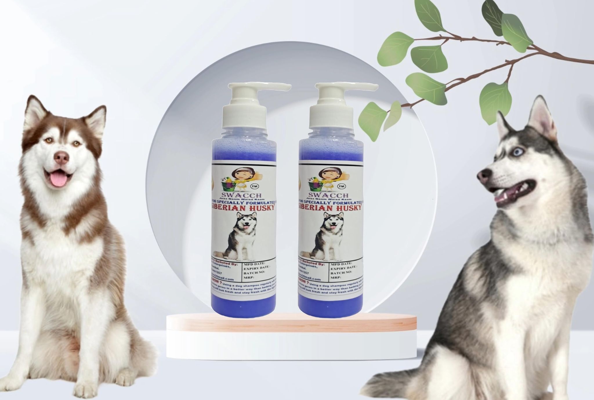 SWACCH Premium Shampoo for Siberian Husky (200ML) (Pack of 2) Lavender