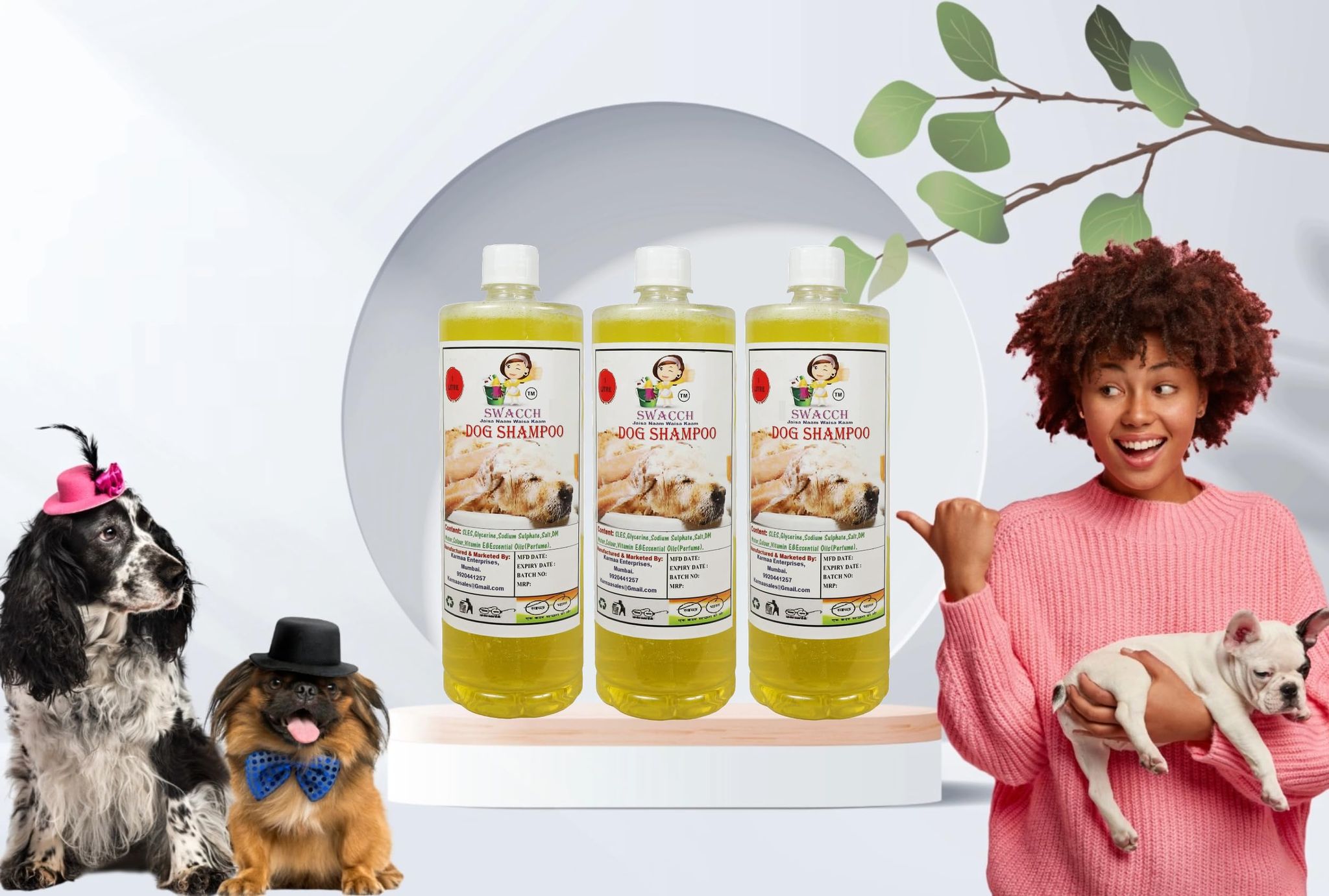 SWACCH Dog Shampoo (1 Litre) (Combo Pack of 3) Lemon