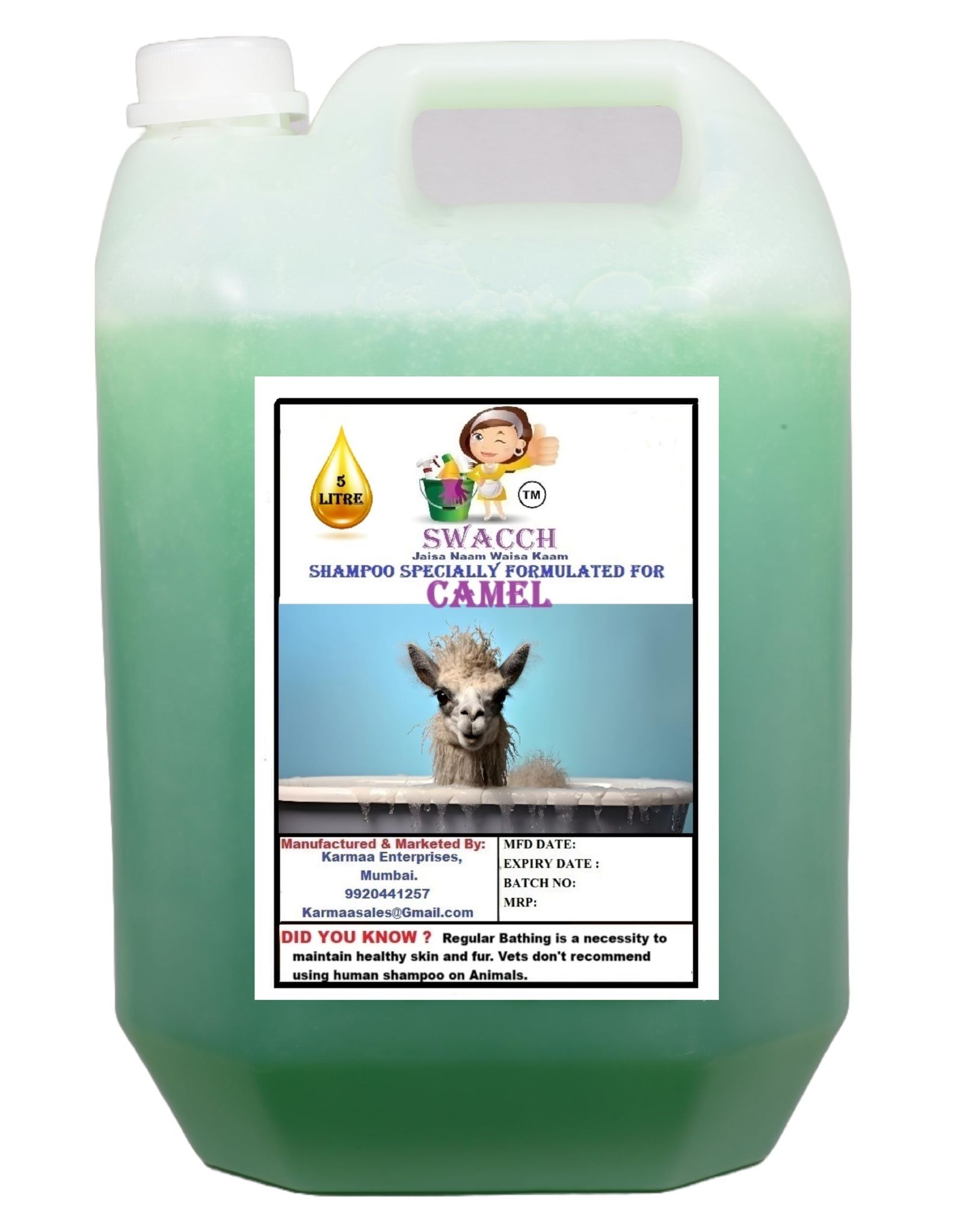 Swacch Shampoo Specially Formulated for Camel (5 Litre) Neem Alovera