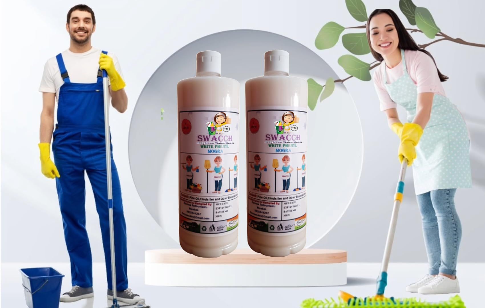 Swacch White Phenyl (1 Litre) (Pack of 2) Mogra