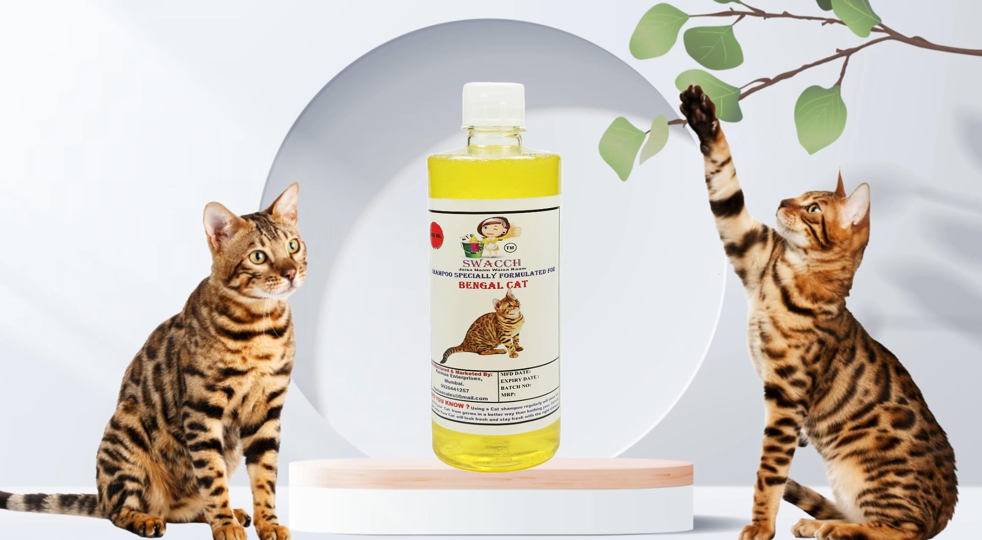 Swacch Shampoo Specially Formulated for Bengal Cat (500ml) Lemon
