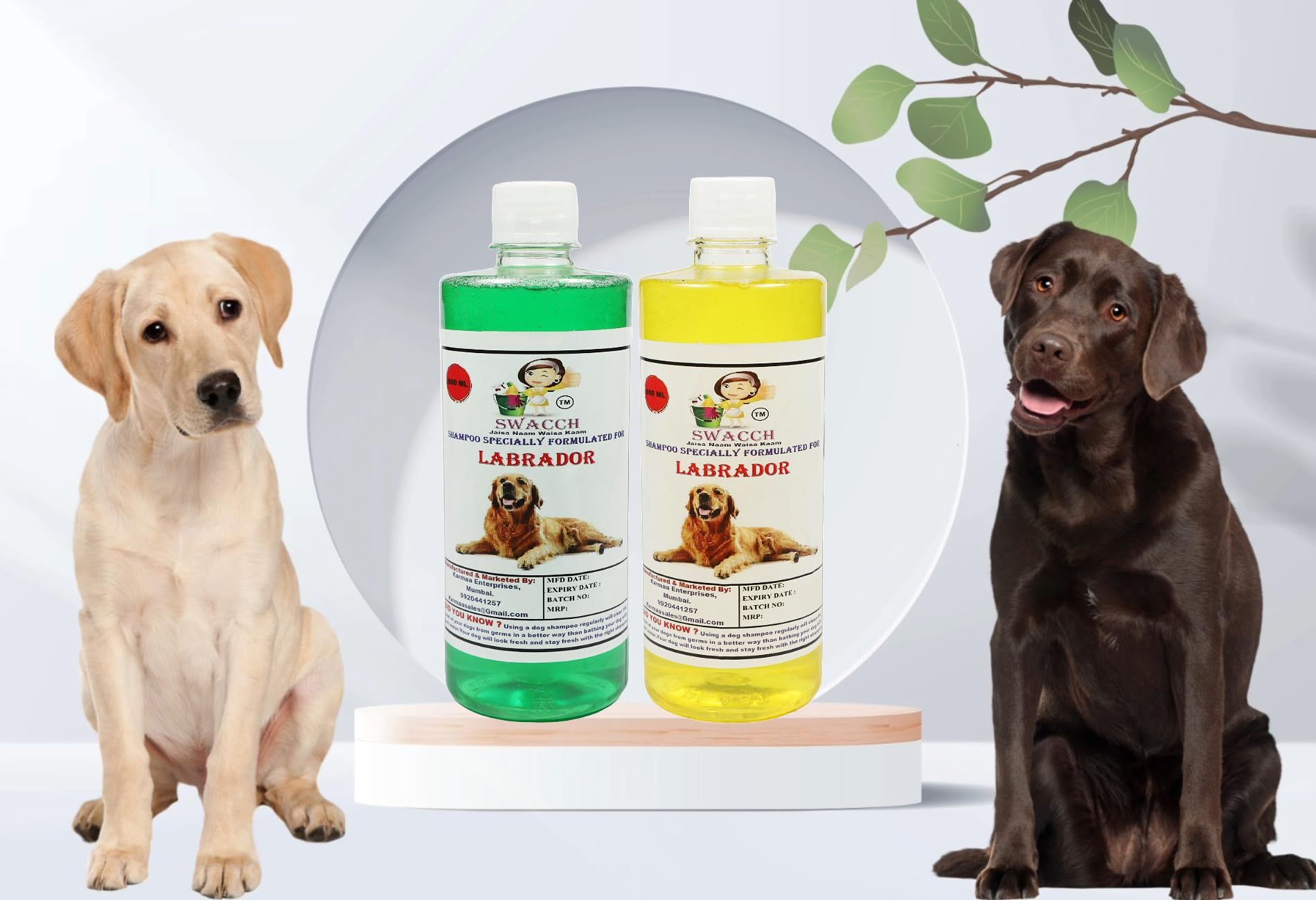 SWACCH Shampoo Specially FORMULATED for Labrador (500ML) (Combo Pack of 2) NEEM ALOVERA, Lemon
