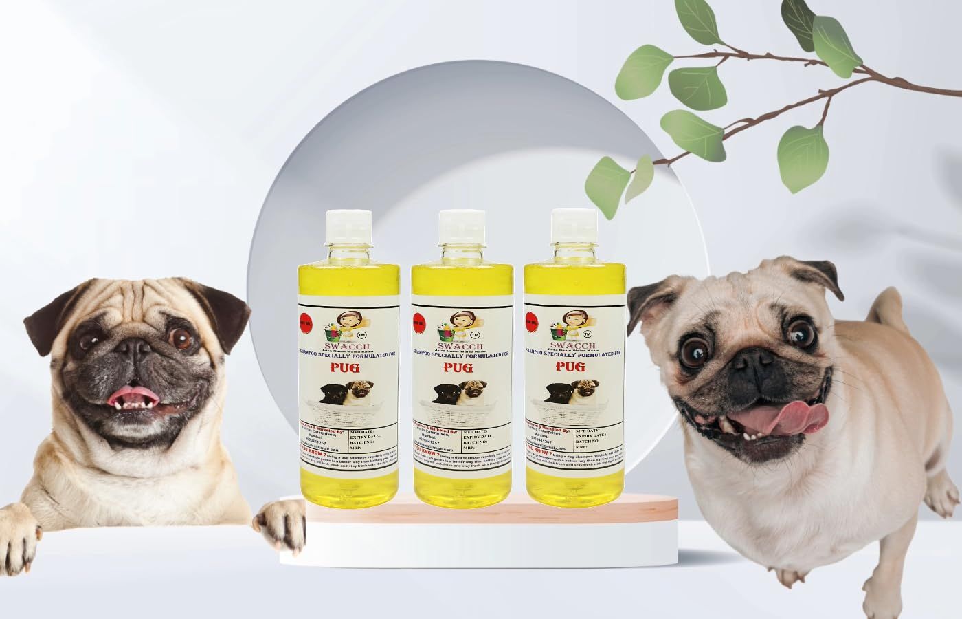 Swacch Shampoo Specially Formulated for Pug (500ml) (Combo Pack of 3) Lemon