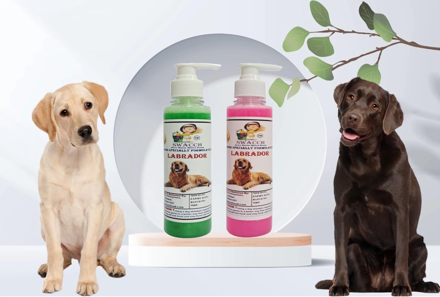 SWACCH Premium Shampoo for Labrador (200ML) (Combo Pack of 2) NEEM ALOVERA & Rose