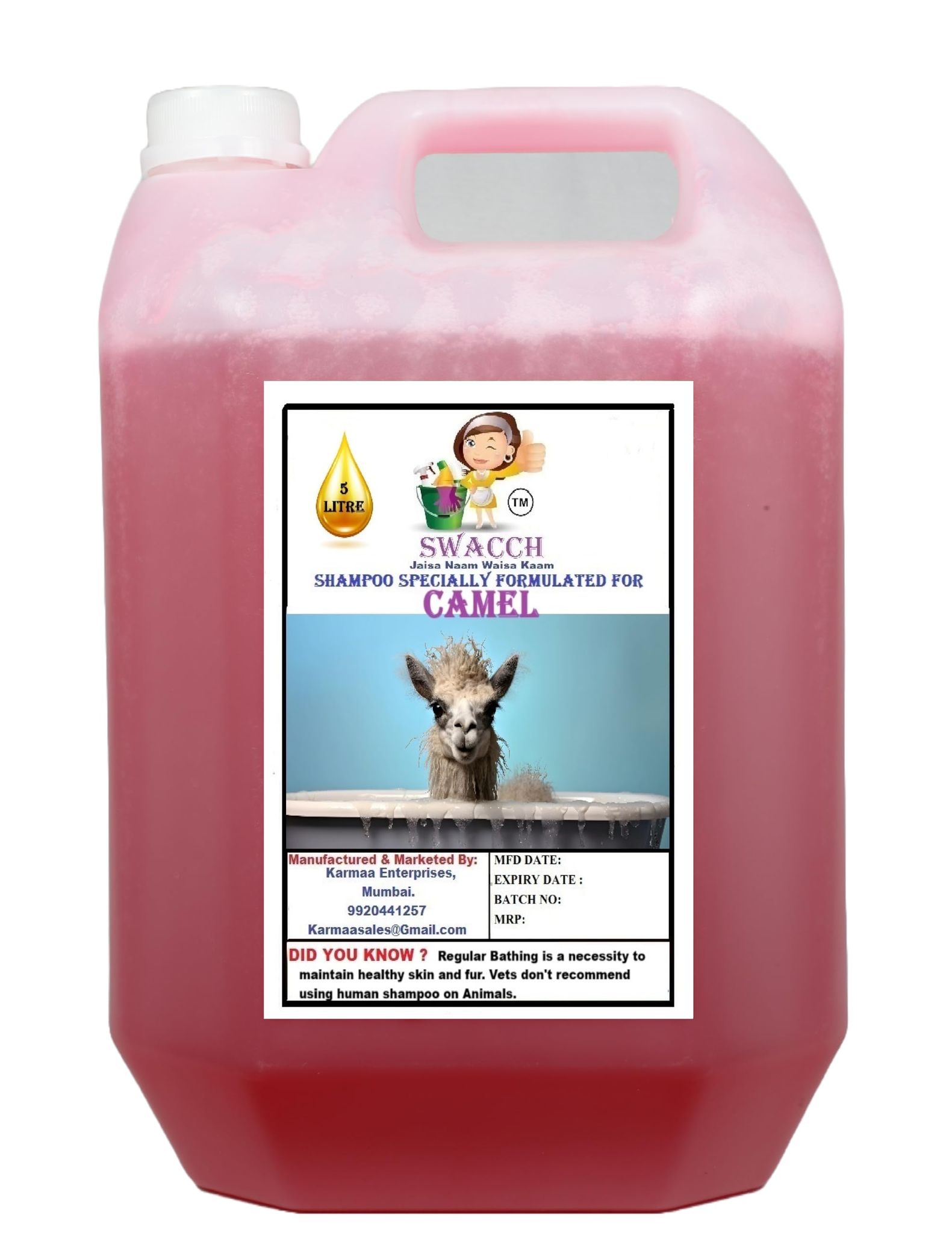 Swacch Shampoo Specially Formulated for Camel (5 Litre) Jasmine