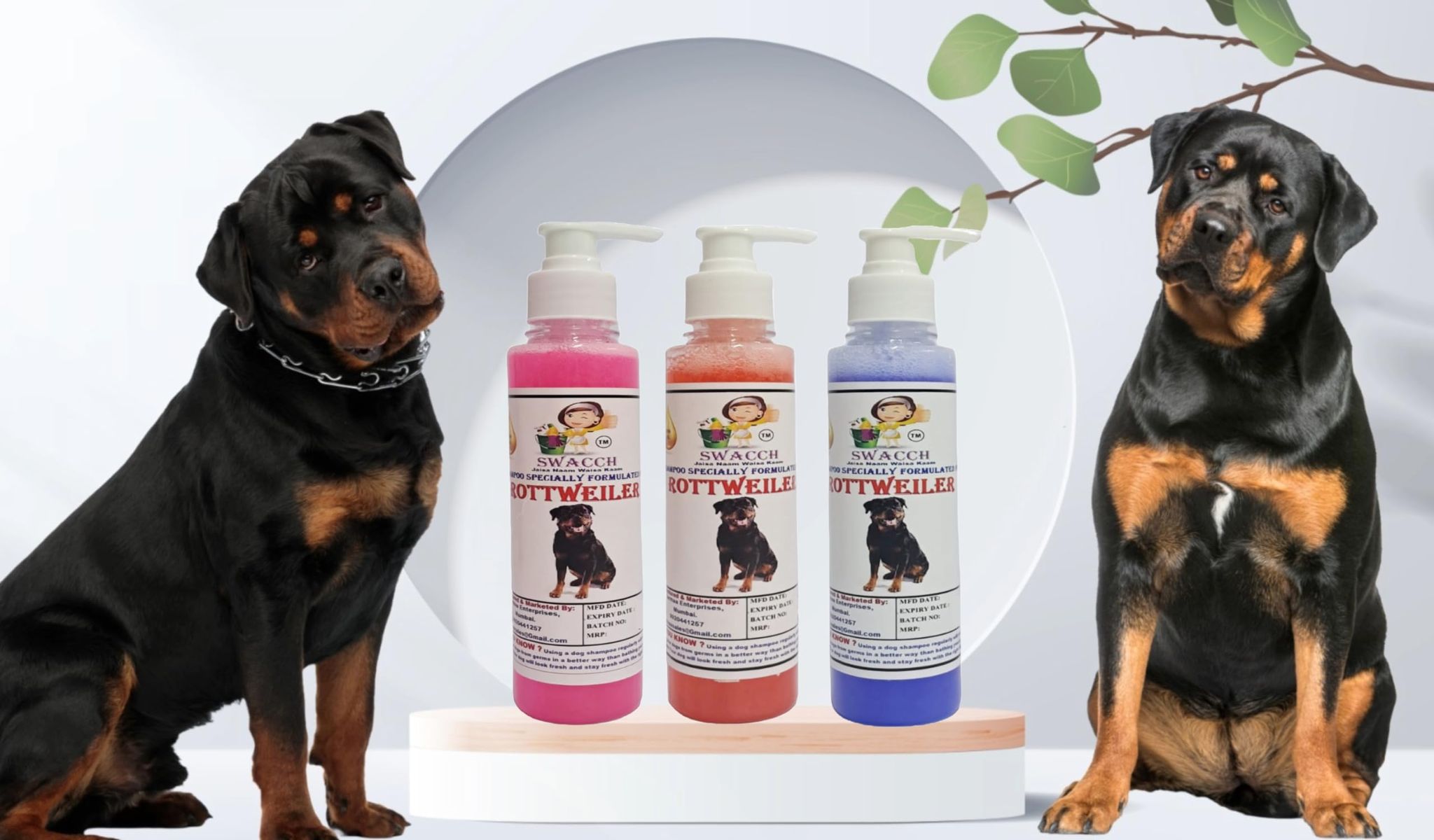 SWACCH Premium Shampoo for Rottweiler(200ML) (Combo Pack of 3) Rose, Jasmine & Lavender