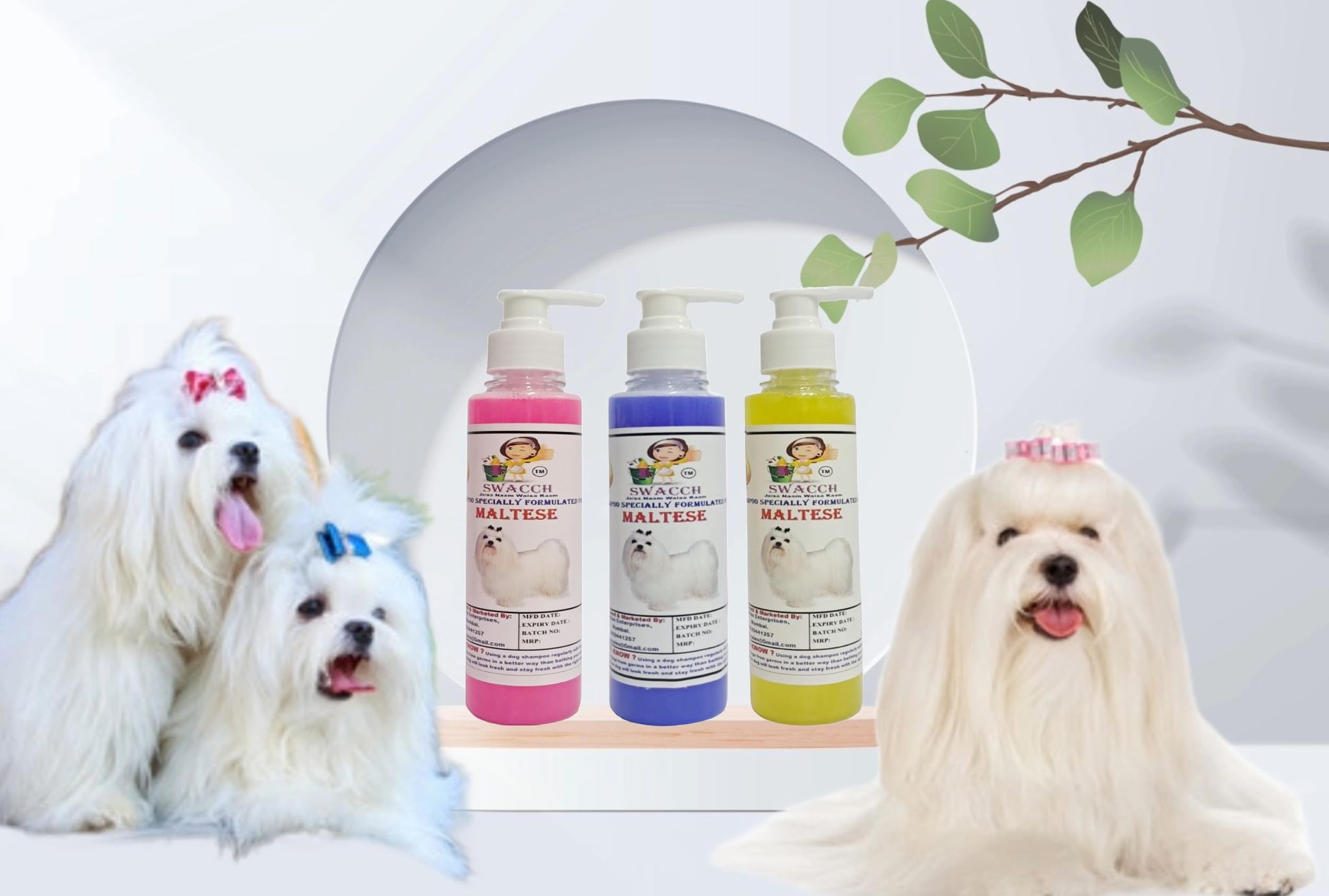 SWACCH Premium Shampoo for Maltese (200ML) (Combo Pack of 3) Rose, Lavender & Lemon